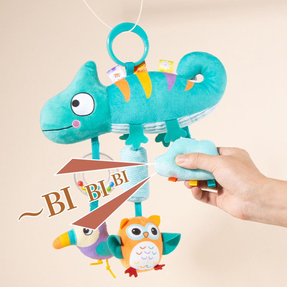 (Dinosaur) Babies Stroller Rattles Toy Jingle Travel Toy Hand Rattles With Cartoon Design Jingle Toy Portable Soft Grip for Newborns Gifts
