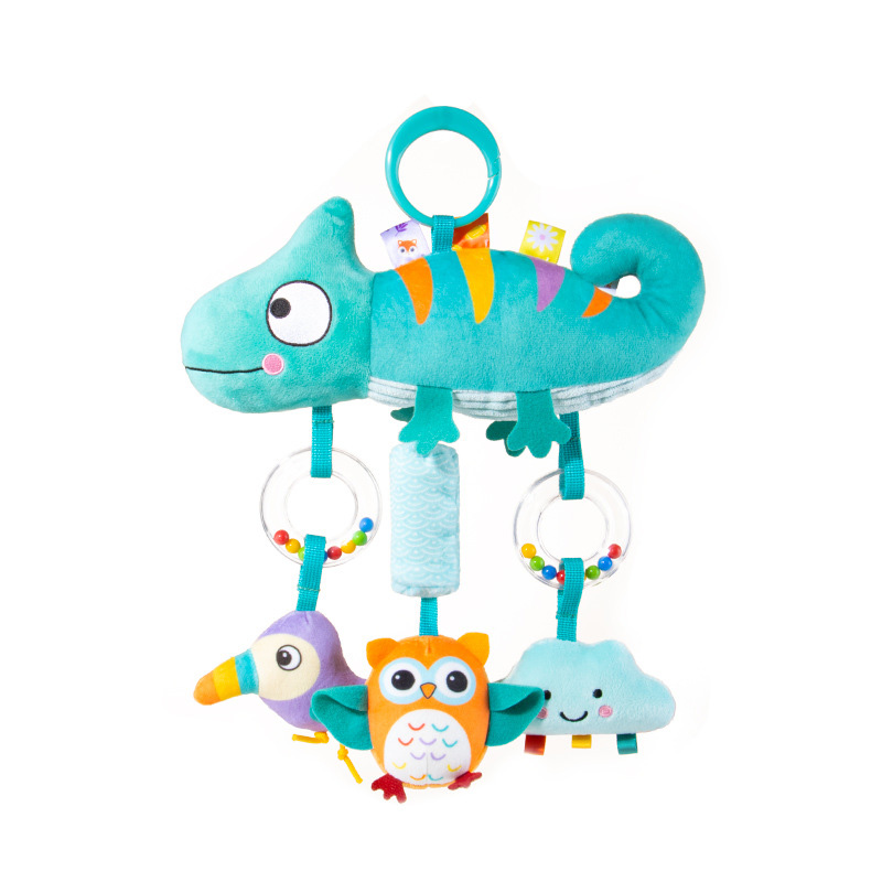(Dinosaur) Babies Stroller Rattles Toy Jingle Travel Toy Hand Rattles With Cartoon Design Jingle Toy Portable Soft Grip for Newborns Gifts