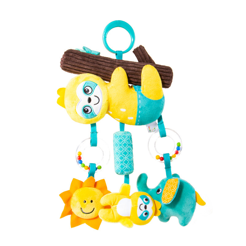 (Dinosaur) Babies Stroller Rattles Toy Jingle Travel Toy Hand Rattles With Cartoon Design Jingle Toy Portable Soft Grip for Newborns Gifts