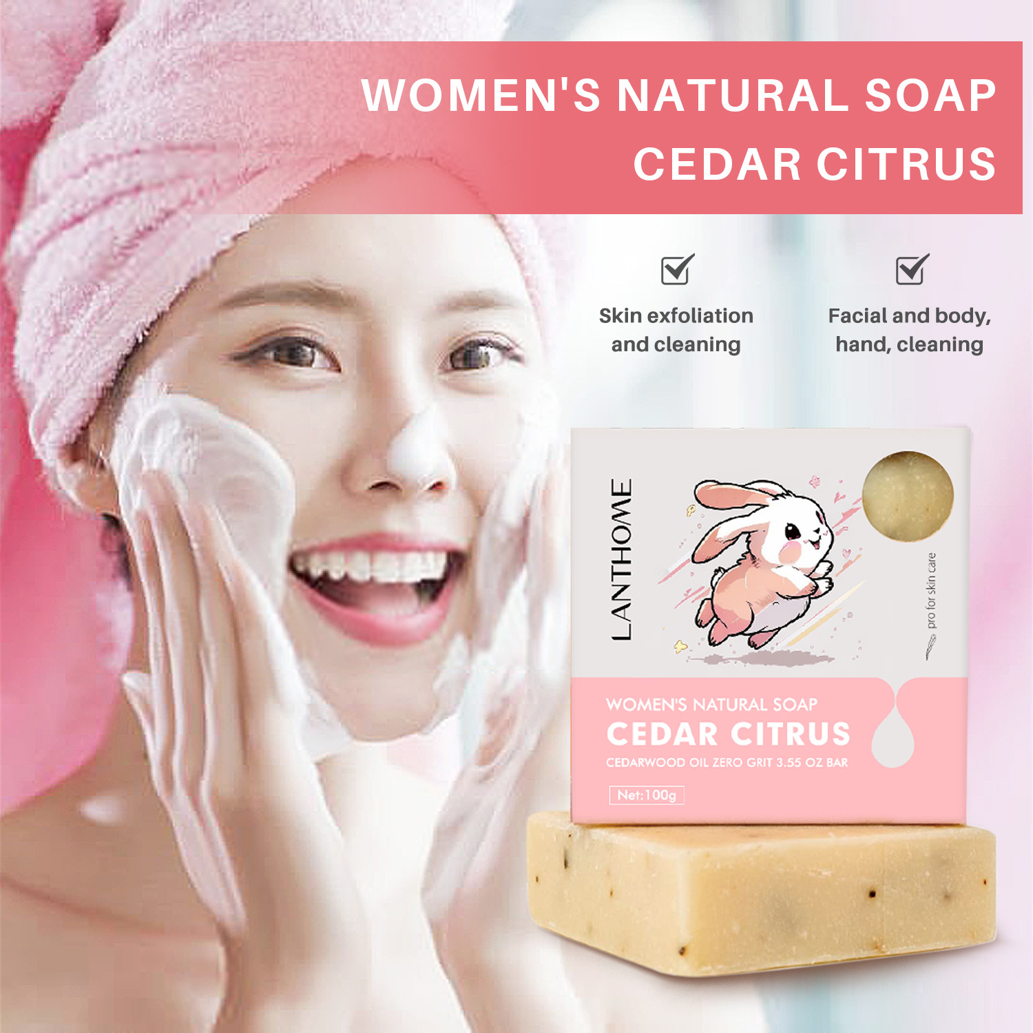 Handmade Facial Cleansing Soap Bar For Women Gentle Deep Clean Daily Face Wash Skincare 100g