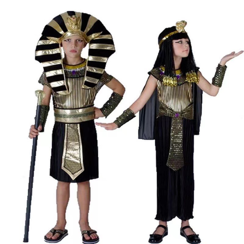 (Child Pharaoh) Egyptian Pharaoh Cleopatra Adult Men Women Kids Halloween Costume Christmas New Year Outfits