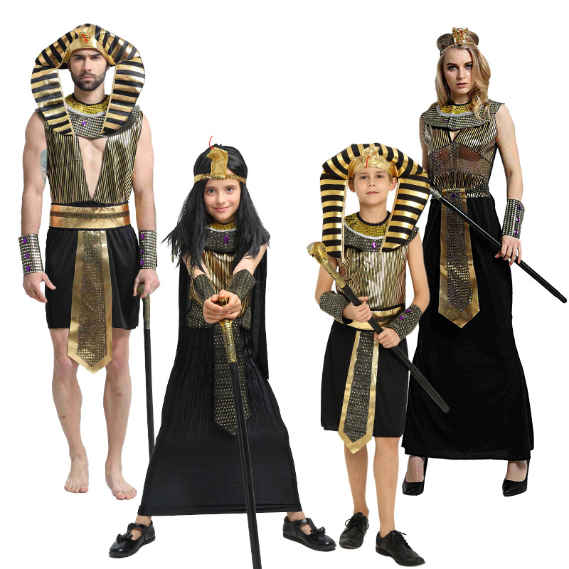 (Child Pharaoh) Egyptian Pharaoh Cleopatra Adult Men Women Kids Halloween Costume Christmas New Year Outfits