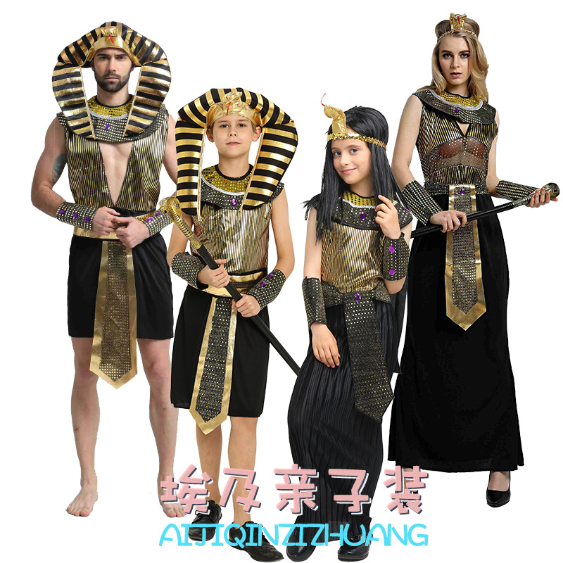 (Child Pharaoh) Egyptian Pharaoh Cleopatra Adult Men Women Kids Halloween Costume Christmas New Year Outfits
