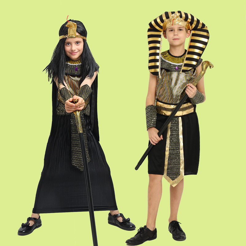 (Child Pharaoh) Egyptian Pharaoh Cleopatra Adult Men Women Kids Halloween Costume Christmas New Year Outfits