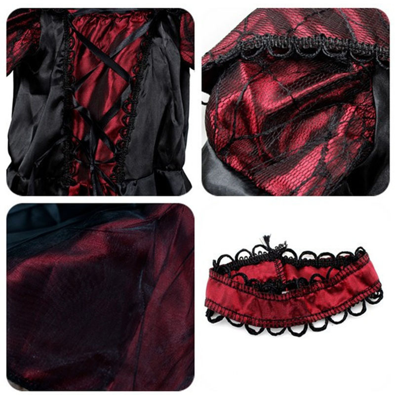 (S) Girls Halloween Evil Queen Costume Vampire Witch Cosplay Outfit