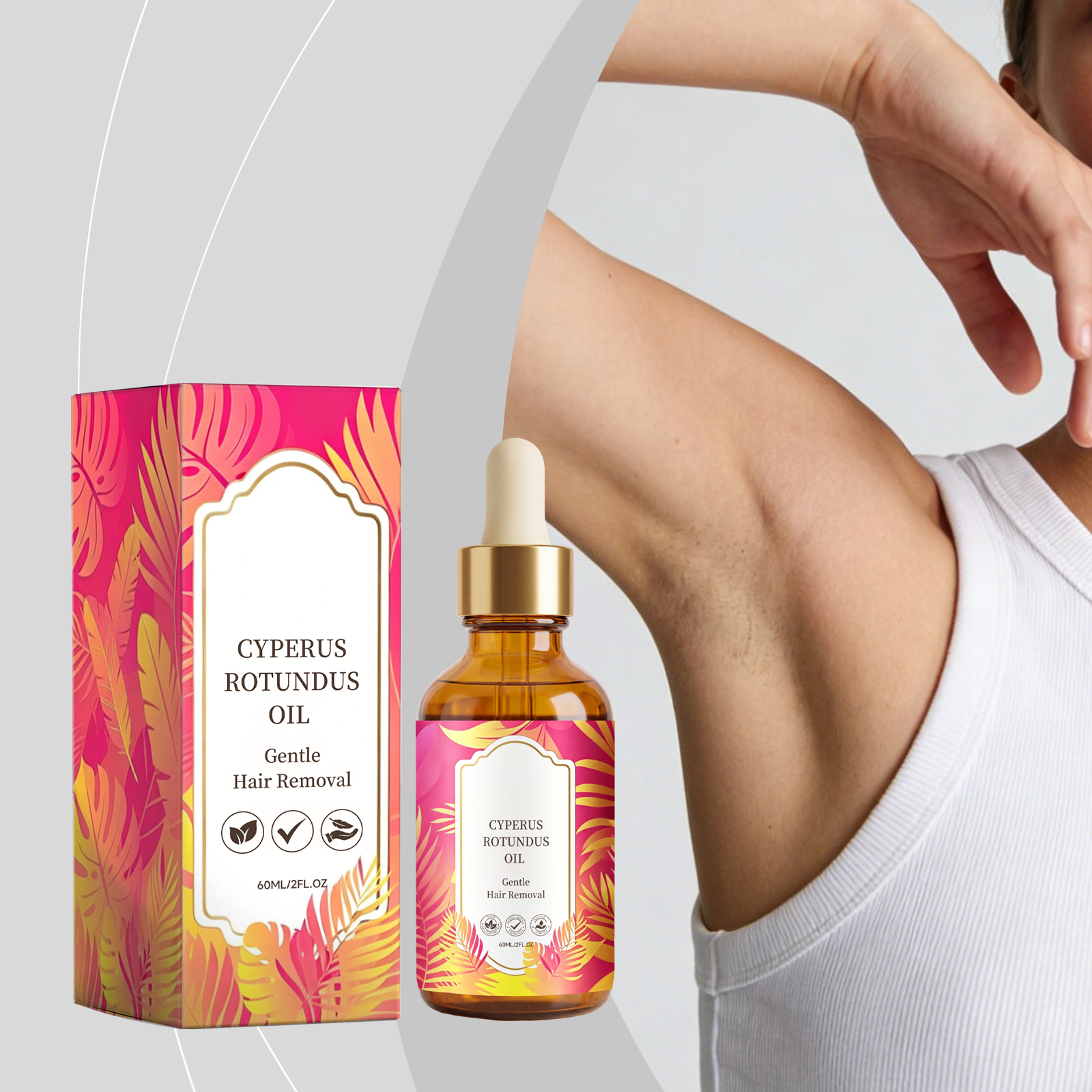 Cyperus Rotundus Hair Removal Oil Soft Skin Mild Care Improve Texture Daily Moisturizing Clean Body Hair Surface