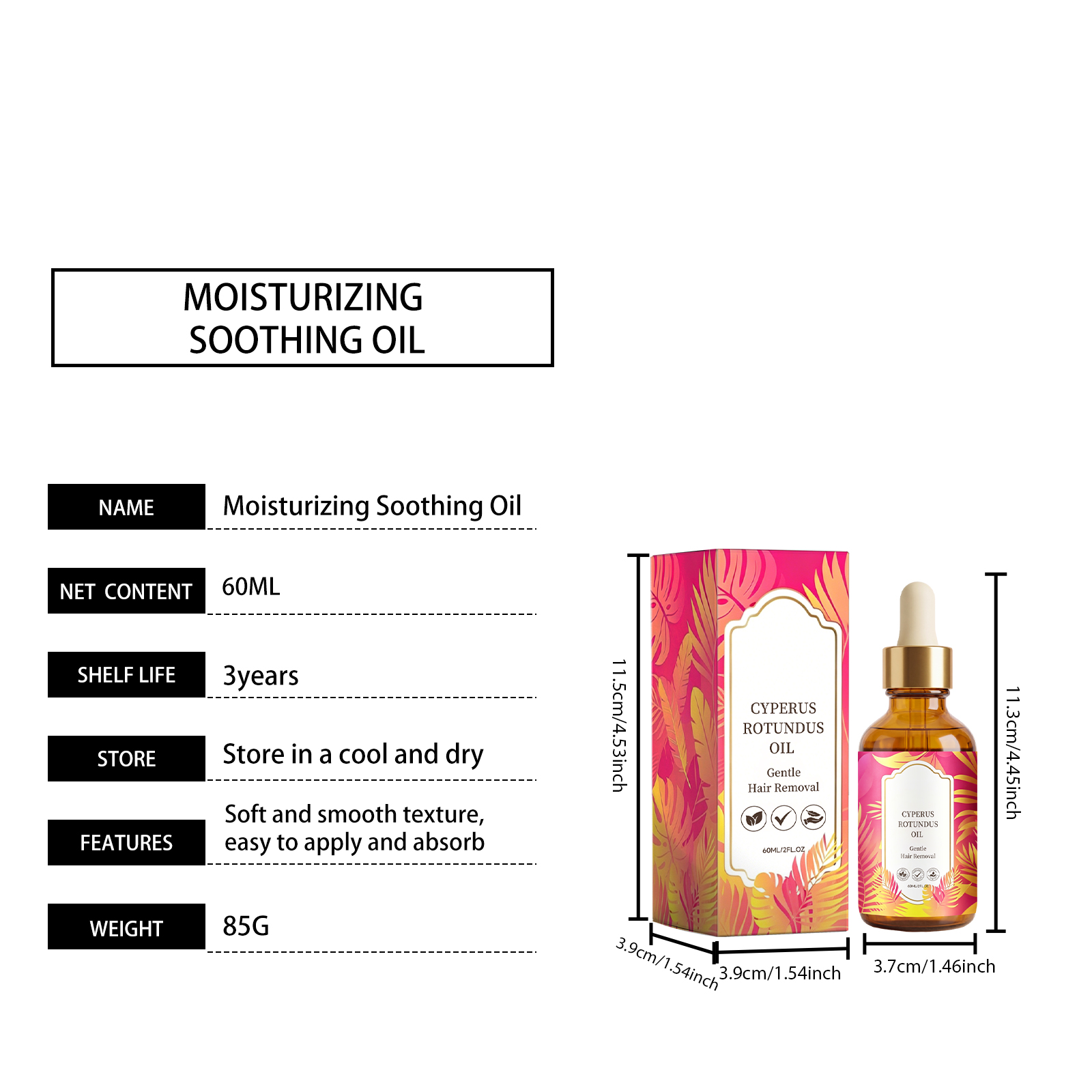Cyperus Rotundus Hair Removal Oil Soft Skin Mild Care Improve Texture Daily Moisturizing Clean Body Hair Surface