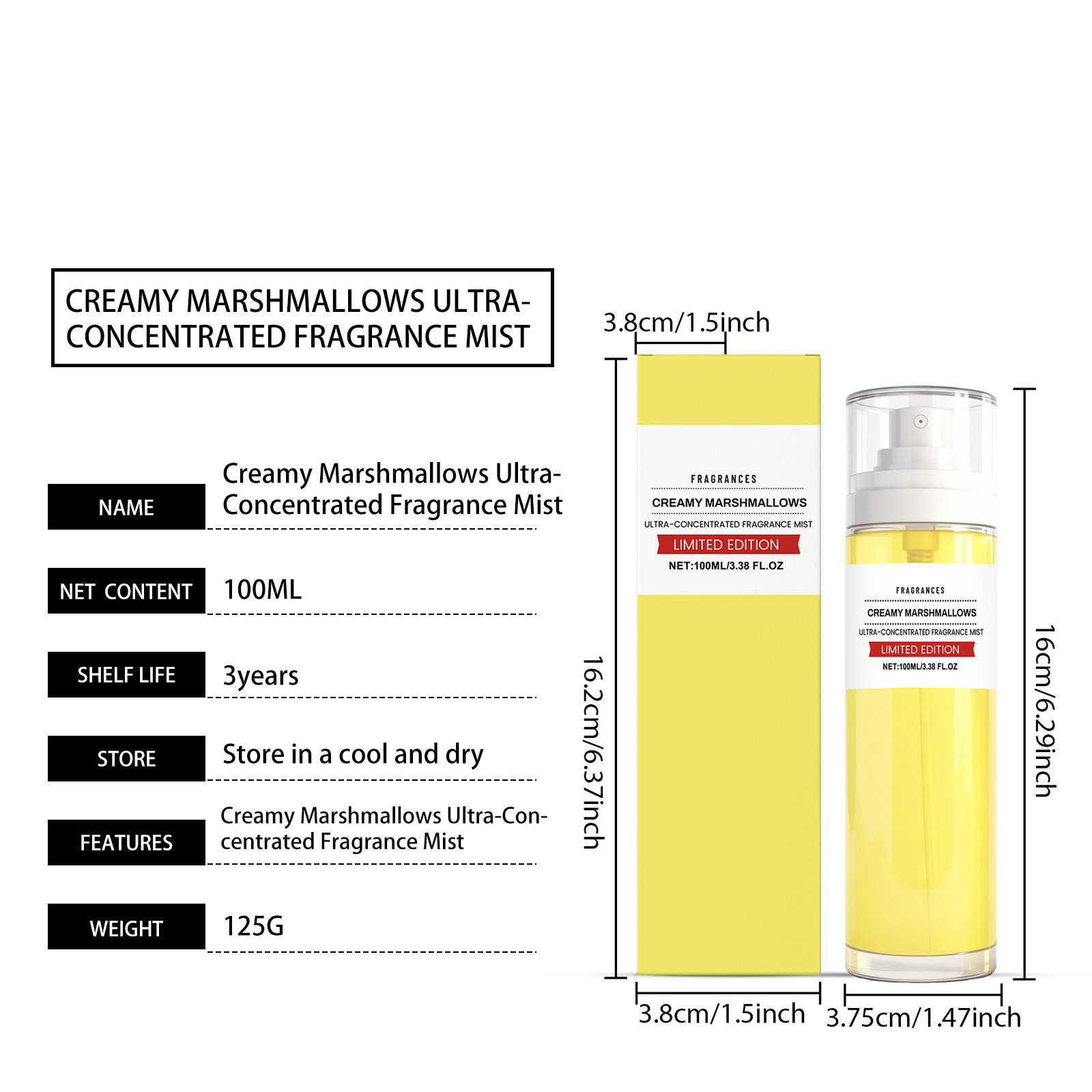 Cream Marshmallow Soft Fragrance Mist Mild Natural Fresh Long Lasting Elegant Scent For Couple Date Occasions