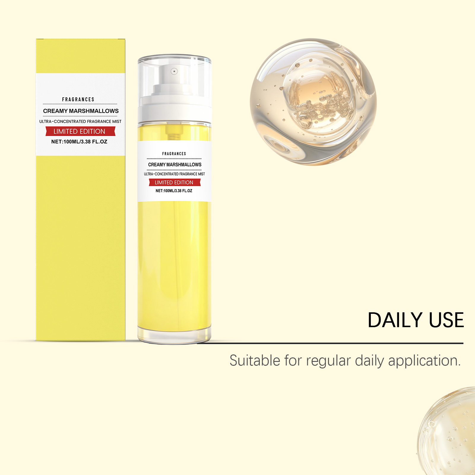 Cream Marshmallow Soft Fragrance Mist Mild Natural Fresh Long Lasting Elegant Scent For Couple Date Occasions