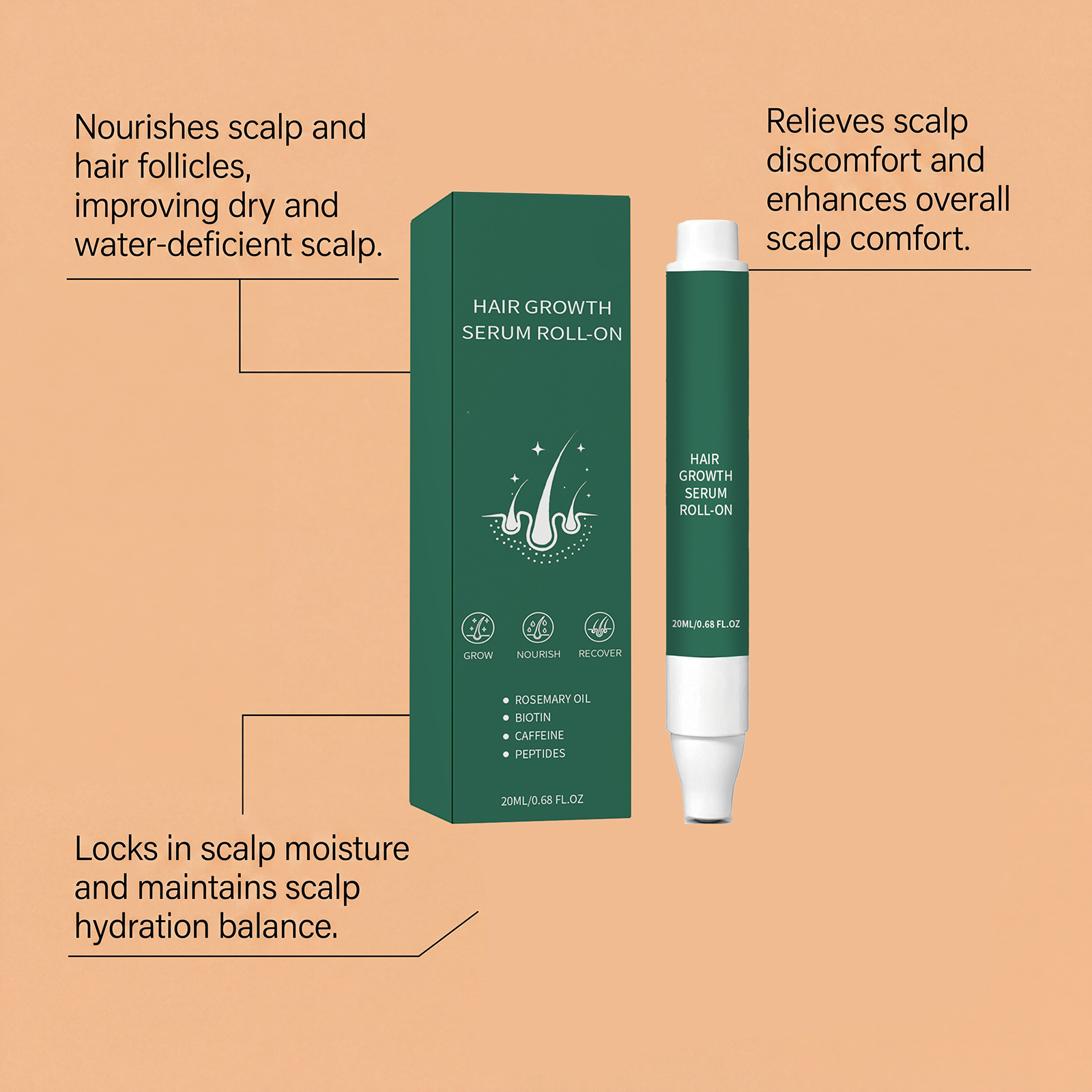 Hair Care Roller Essence Mild Moisturizing Shiny Lightweight Portable Daily Scalp Apply Hair Treatment Oil