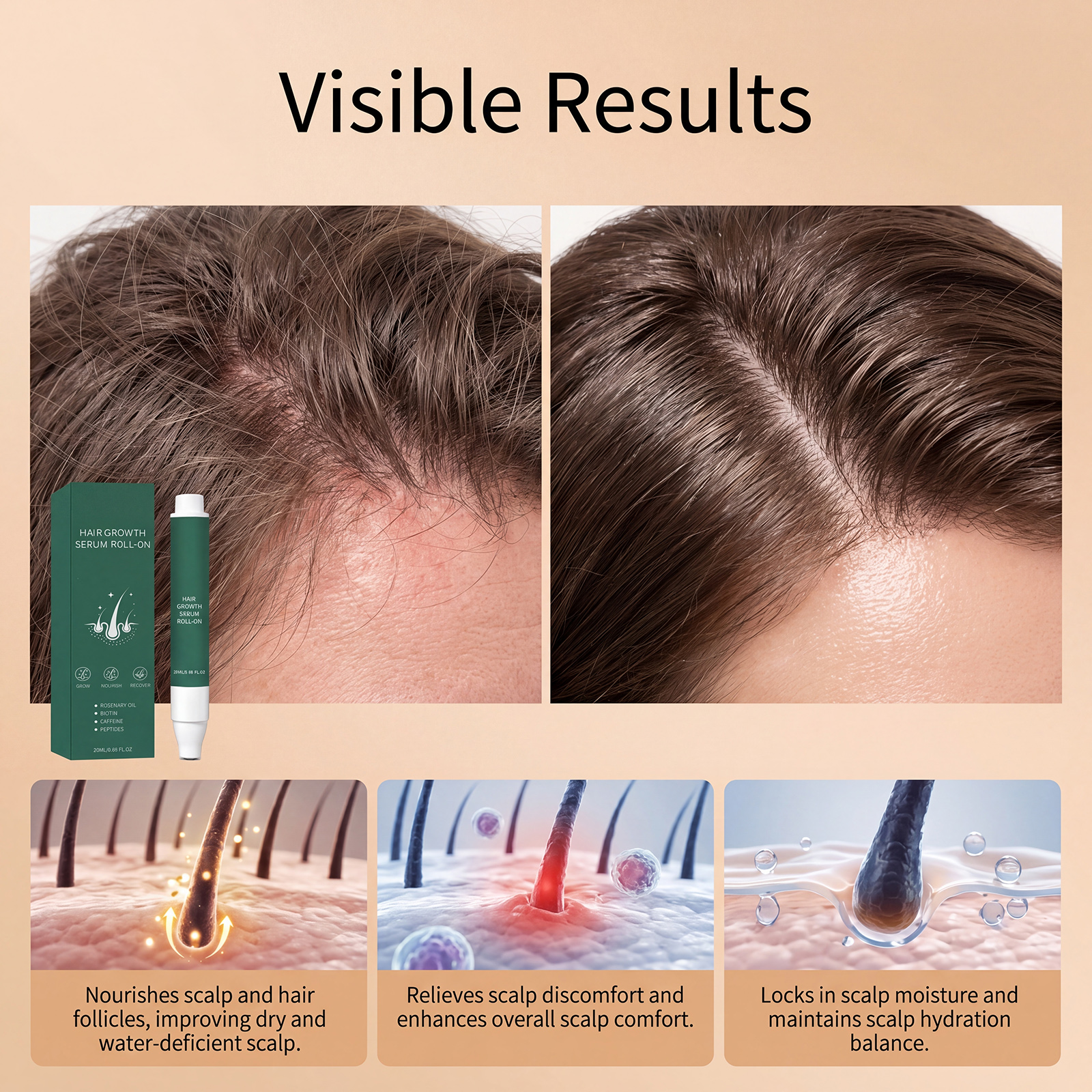 Hair Care Roller Essence Mild Moisturizing Shiny Lightweight Portable Daily Scalp Apply Hair Treatment Oil