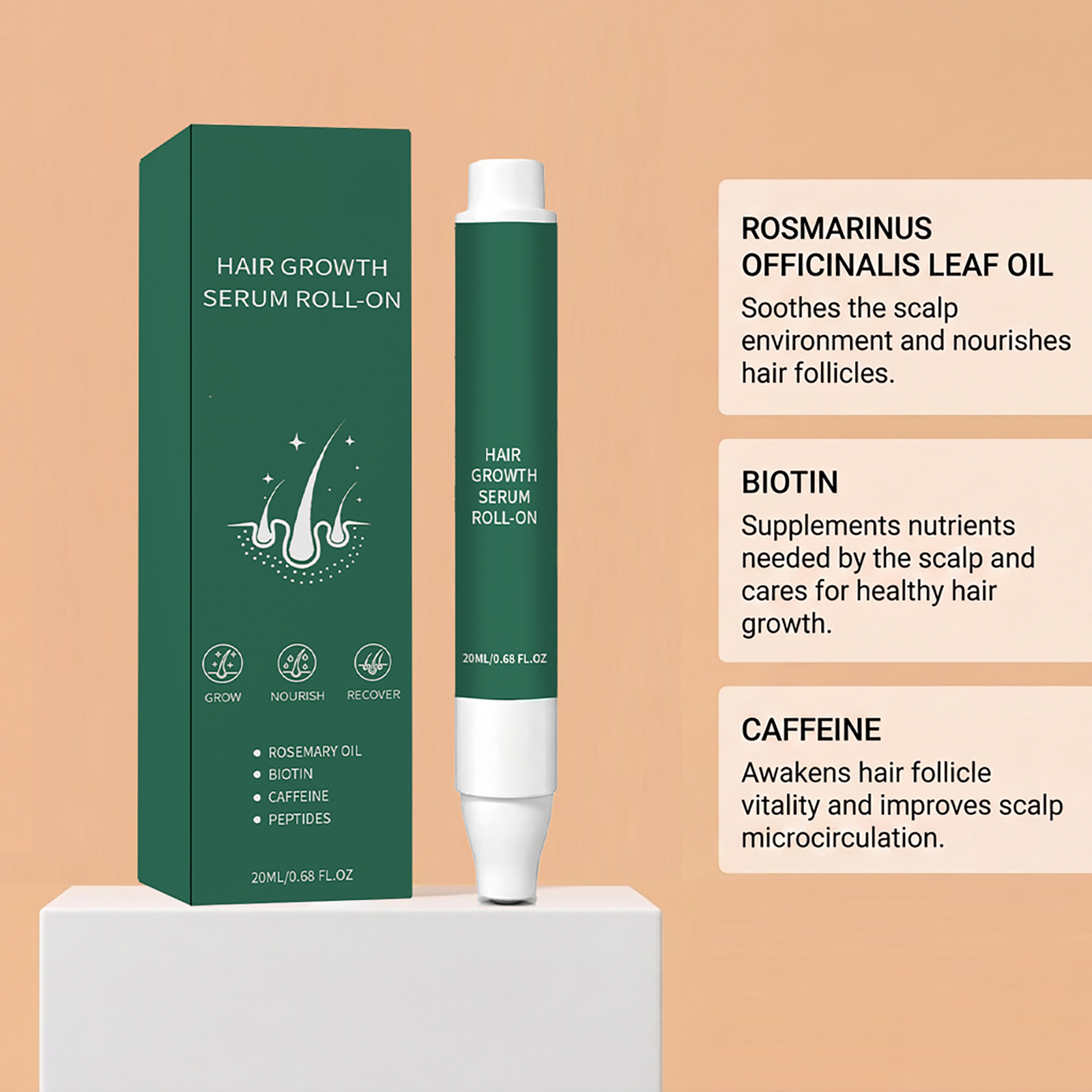 Hair Care Roller Essence Mild Moisturizing Shiny Lightweight Portable Daily Scalp Apply Hair Treatment Oil