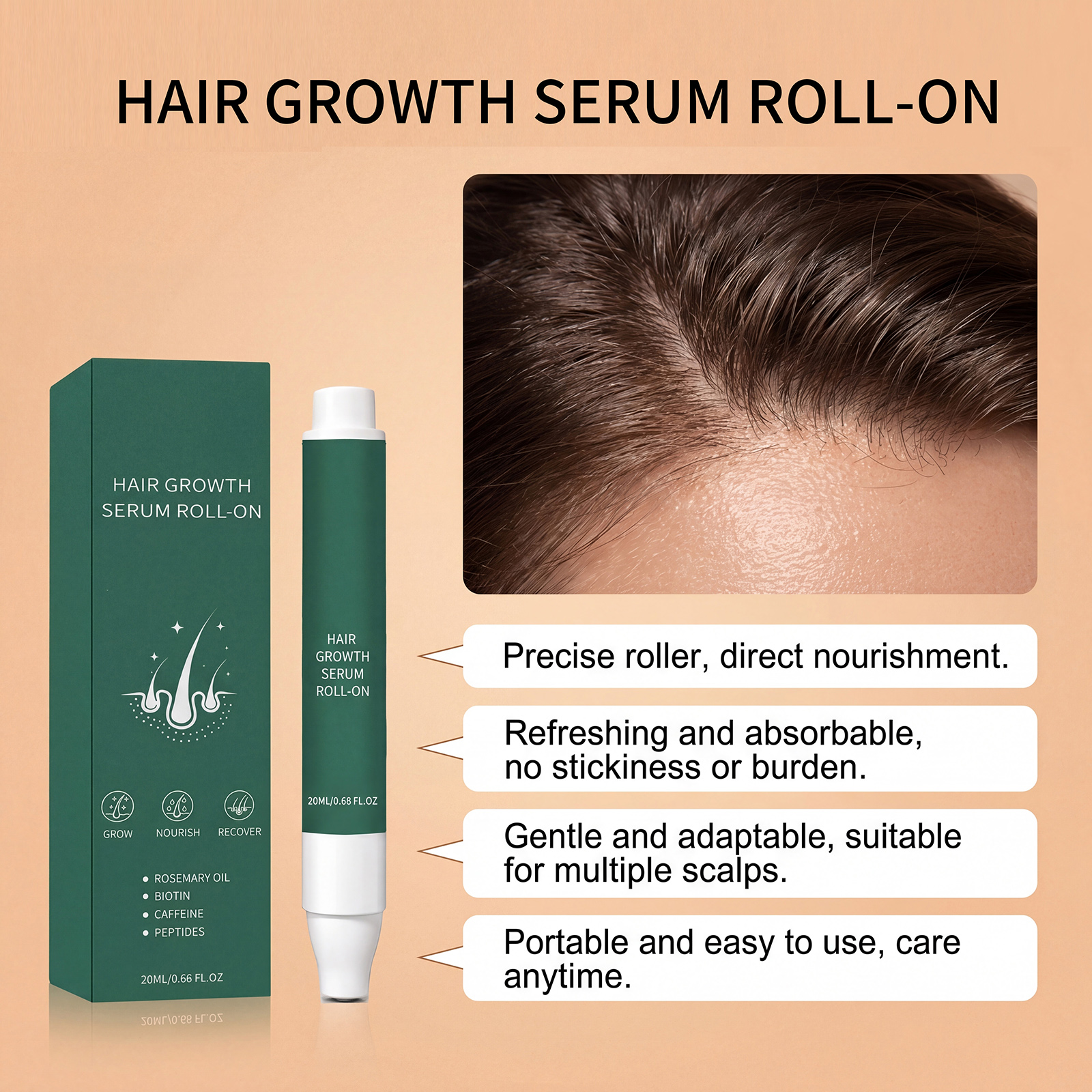 Hair Care Roller Essence Mild Moisturizing Shiny Lightweight Portable Daily Scalp Apply Hair Treatment Oil