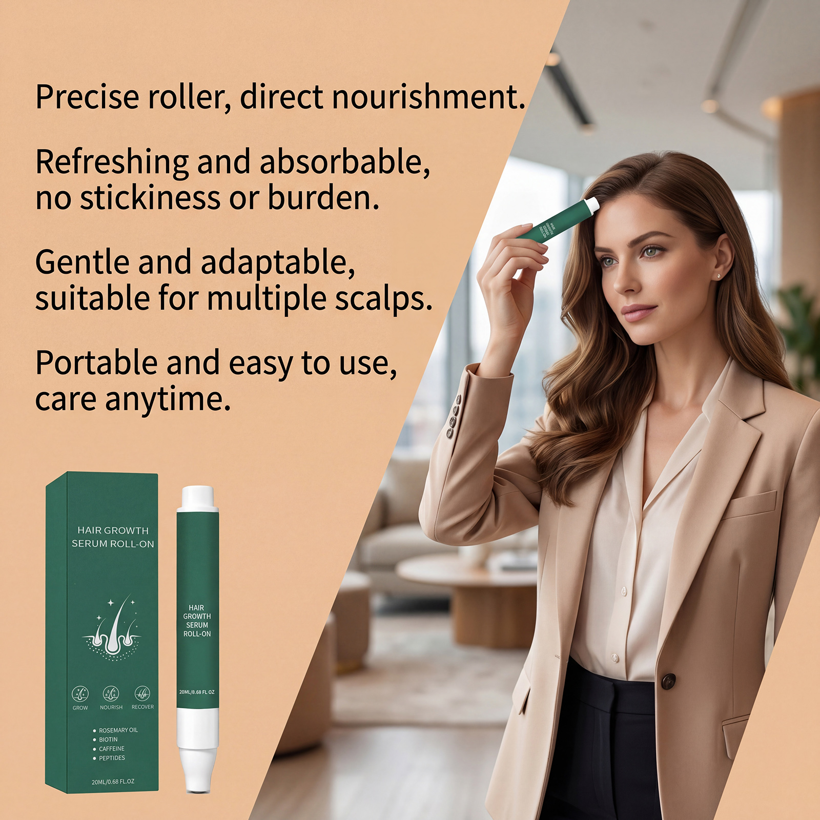 Hair Care Roller Essence Mild Moisturizing Shiny Lightweight Portable Daily Scalp Apply Hair Treatment Oil