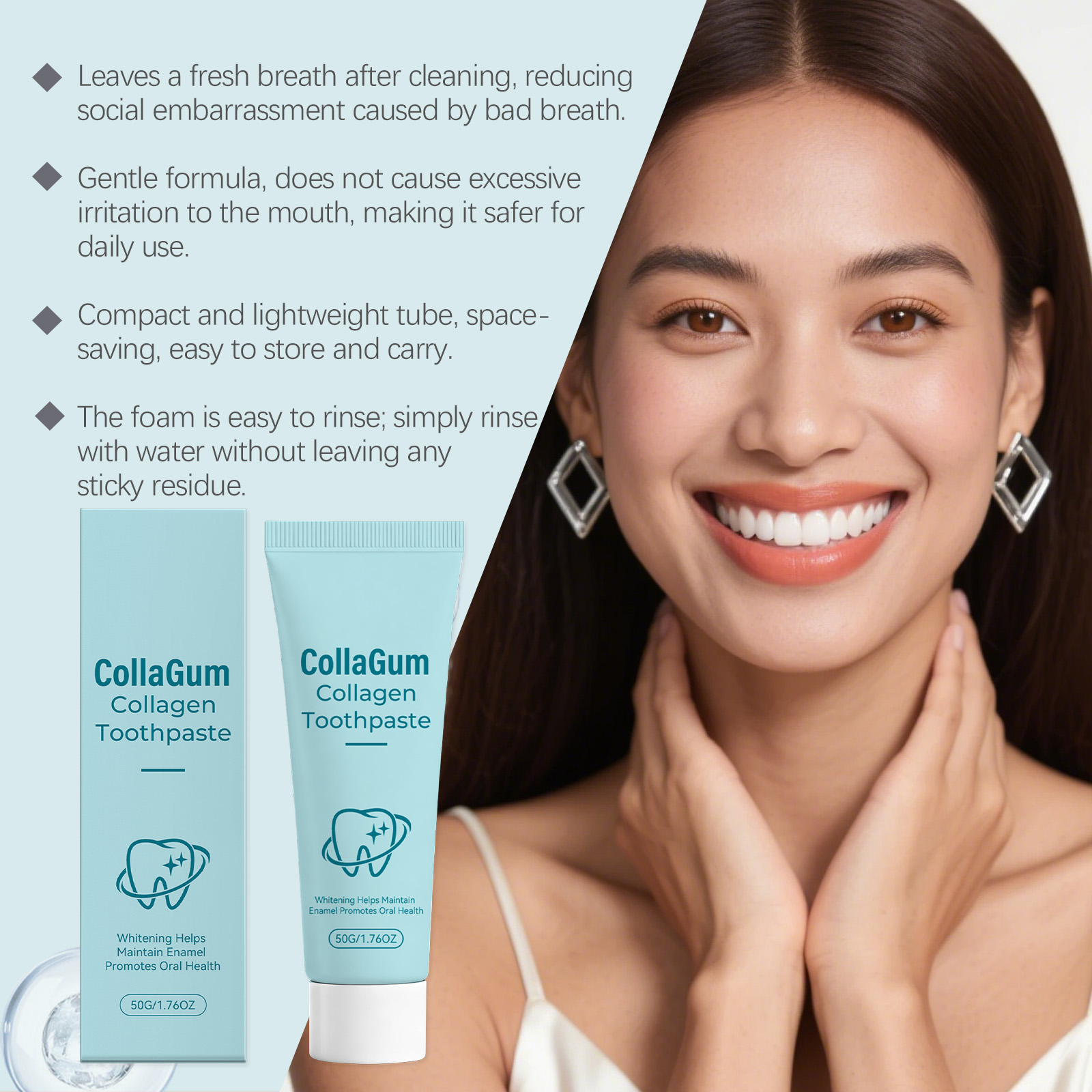 Collagen Brightening Toothpaste Gentle Care Enamel Repair Surface Clean Fresh Breath Daily Oral Cleansing Care Mild Teeth Refreshing