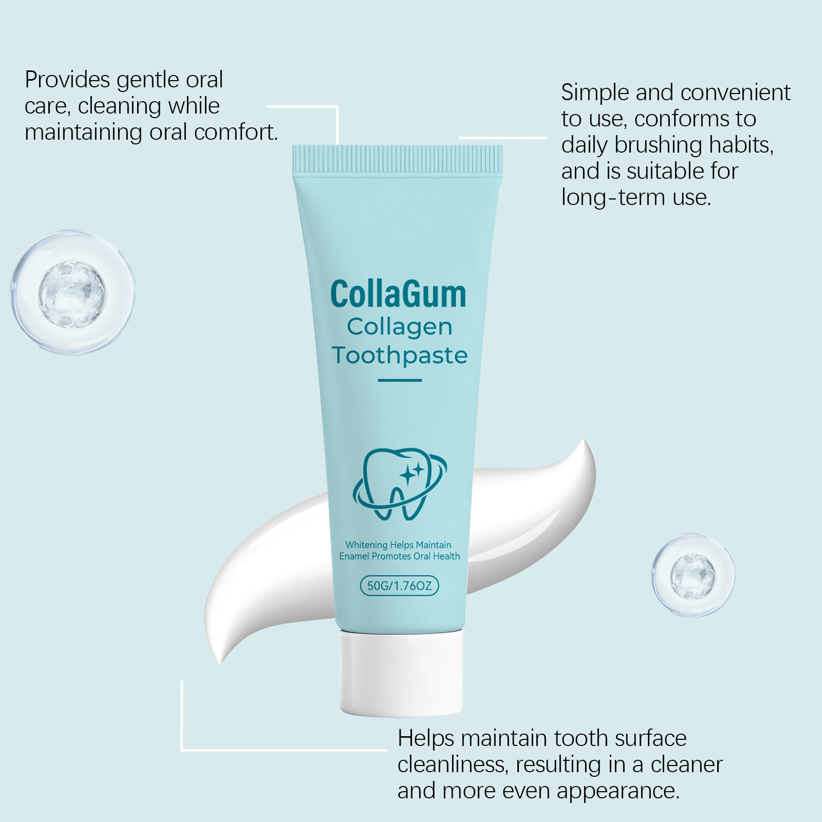 Collagen Brightening Toothpaste Gentle Care Enamel Repair Surface Clean Fresh Breath Daily Oral Cleansing Care Mild Teeth Refreshing