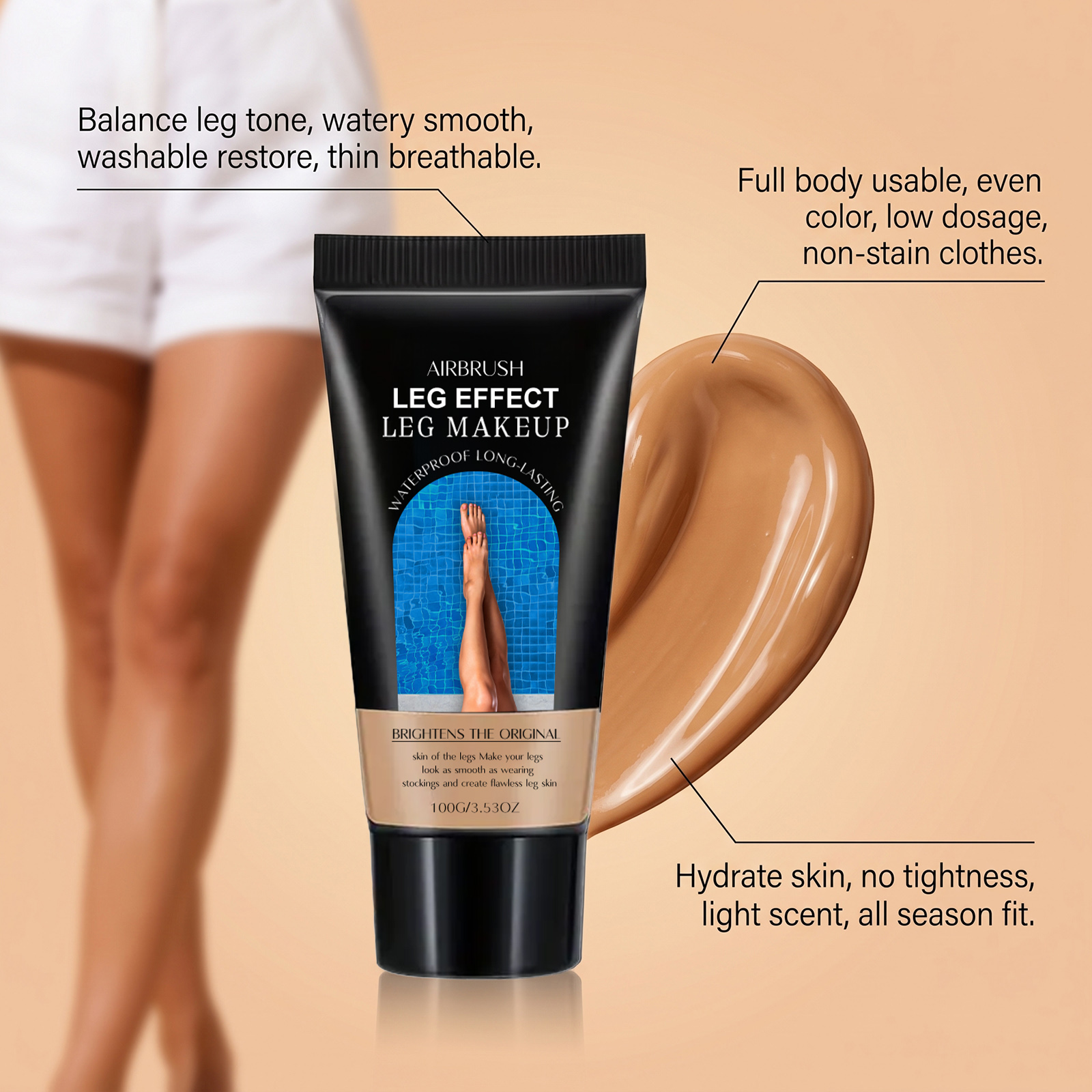 Leg Tanning Lotion Wheat Tone Summer Beach Full Body Even Skin Tone Deep Nourish Moisturize Leg Skin Care