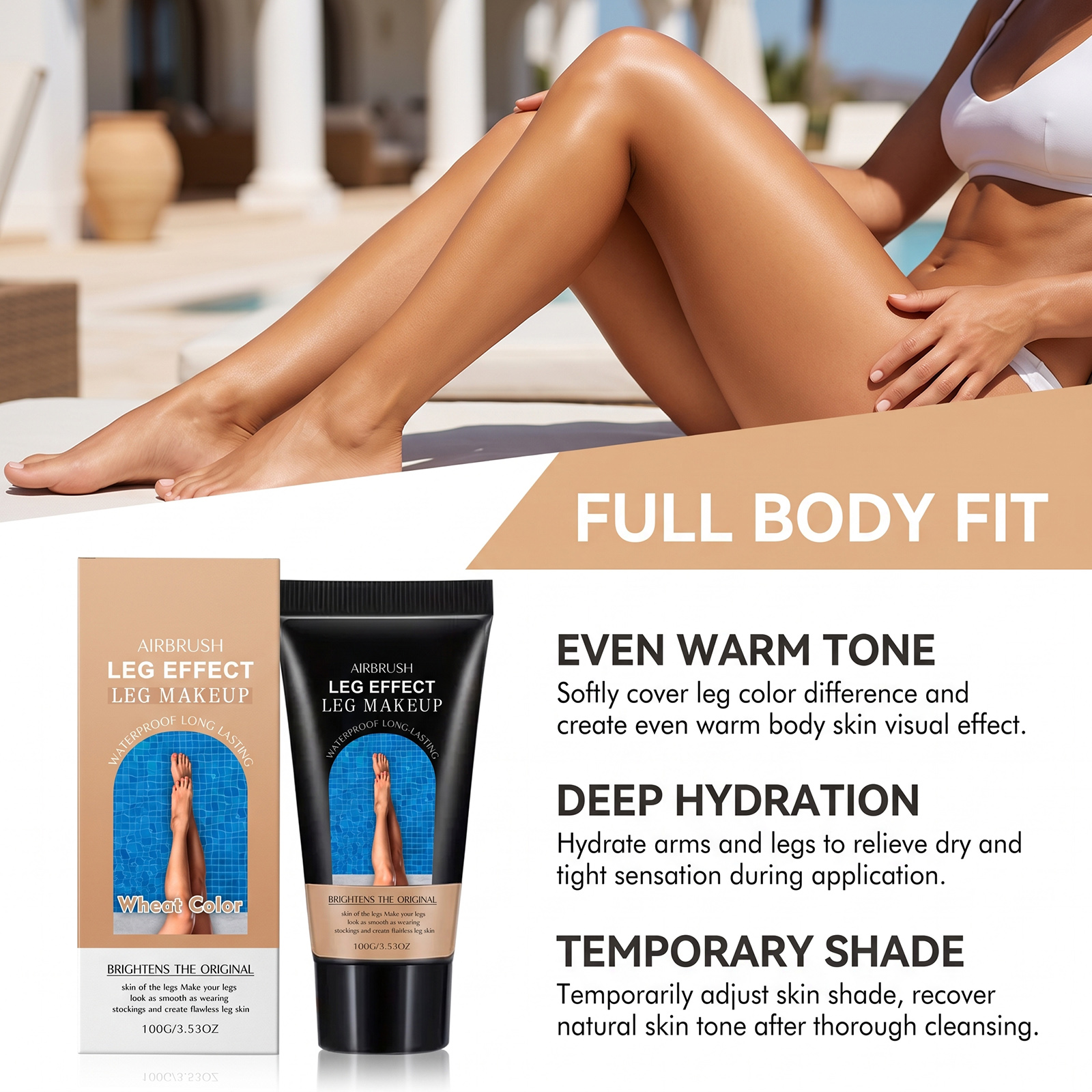 Leg Tanning Lotion Wheat Tone Summer Beach Full Body Even Skin Tone Deep Nourish Moisturize Leg Skin Care