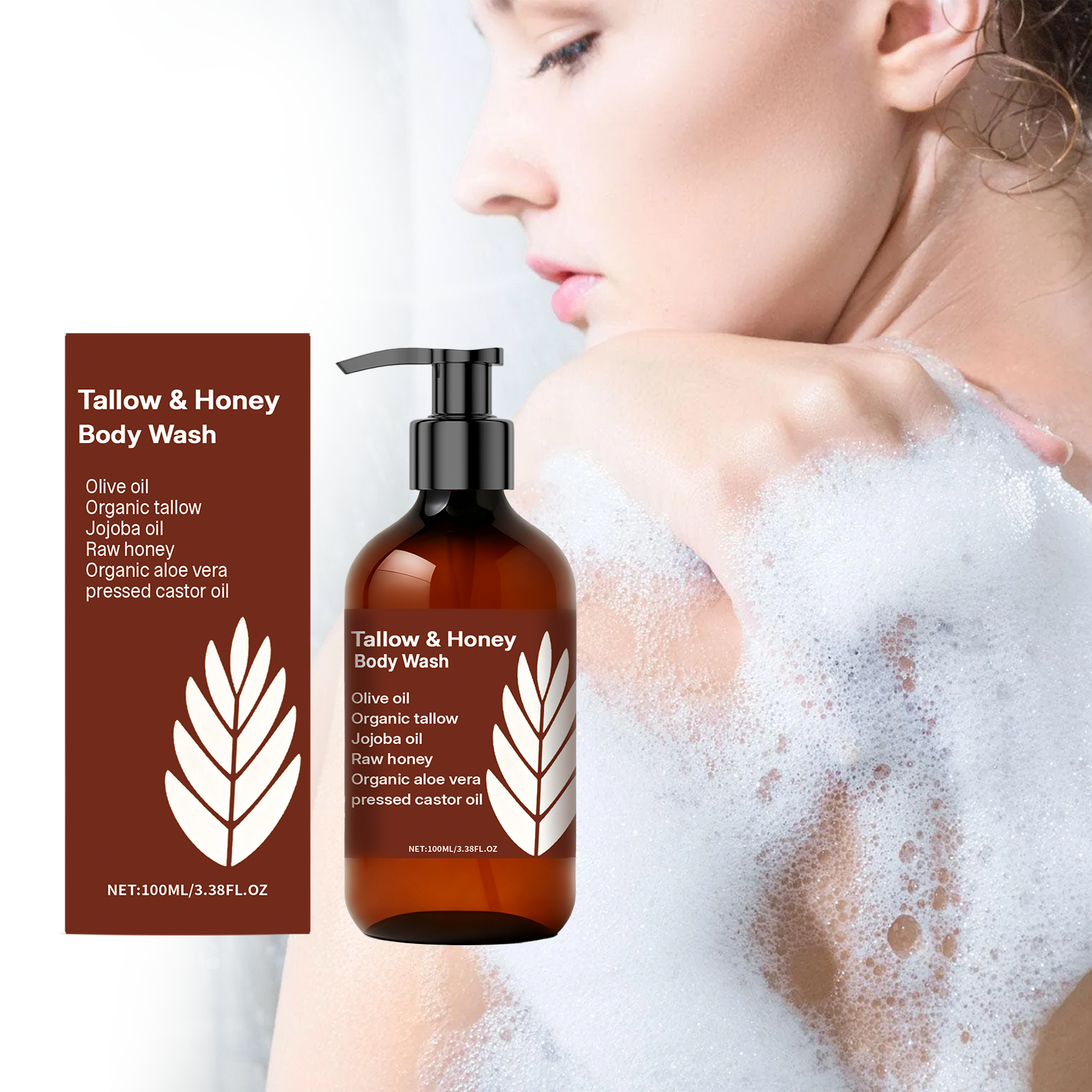 Tallow Honey Body Wash Mild Cleansing Refreshing Moisturizing Hydrating Skin Purifying Care Gentle For Human Skin