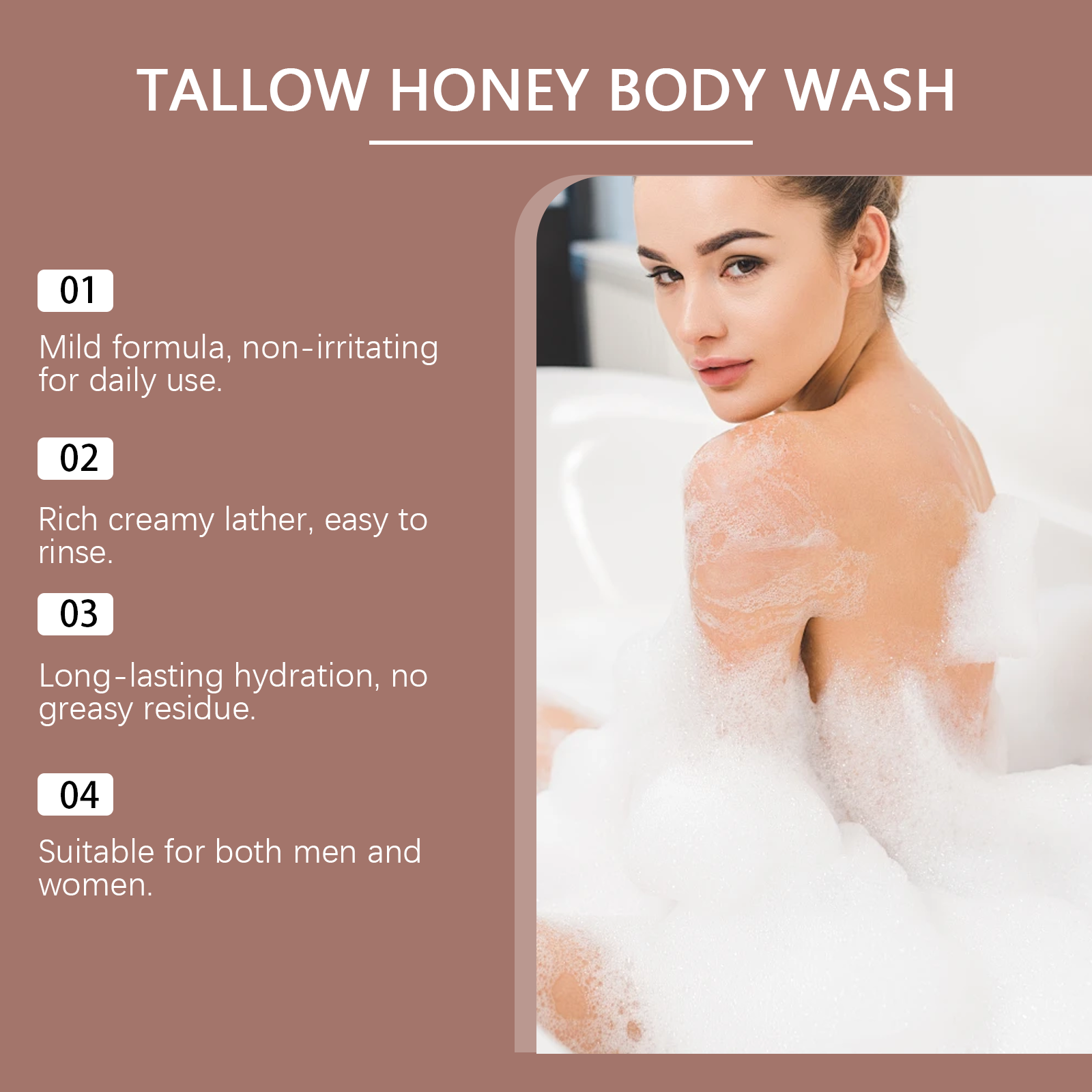 Tallow Honey Body Wash Mild Cleansing Refreshing Moisturizing Hydrating Skin Purifying Care Gentle For Human Skin