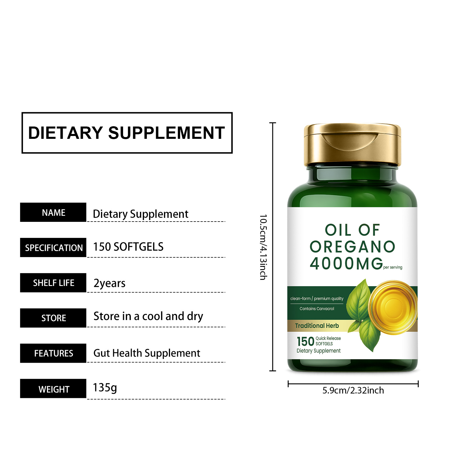 Oregano Oil Soft Capsules Daily Mild Ingredients Dietary Supplement Ease Physical Discomfort Maintain Intestinal Flora Balance