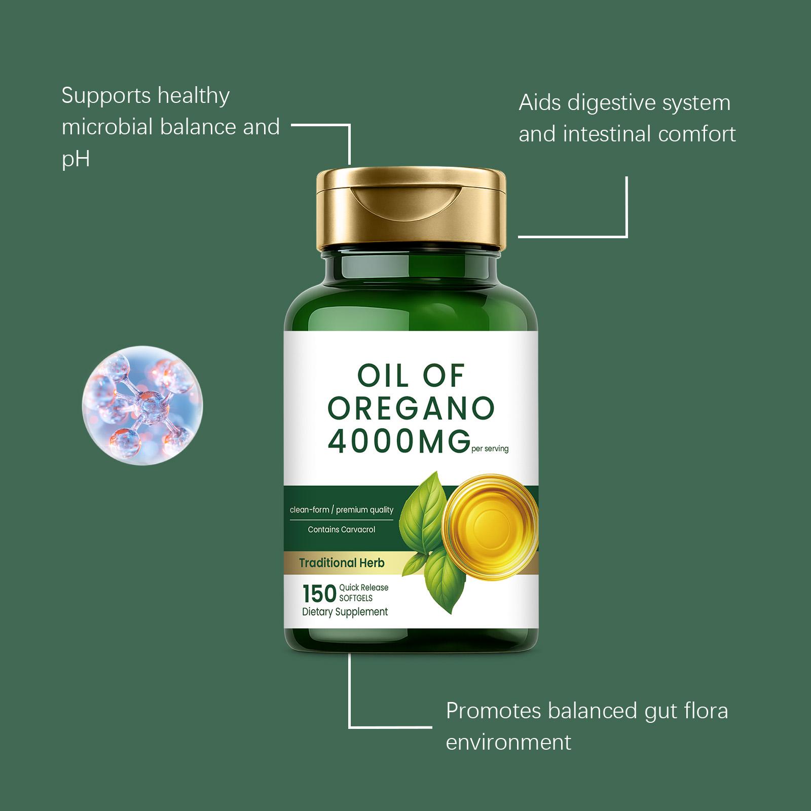 Oregano Oil Soft Capsules Daily Mild Ingredients Dietary Supplement Ease Physical Discomfort Maintain Intestinal Flora Balance