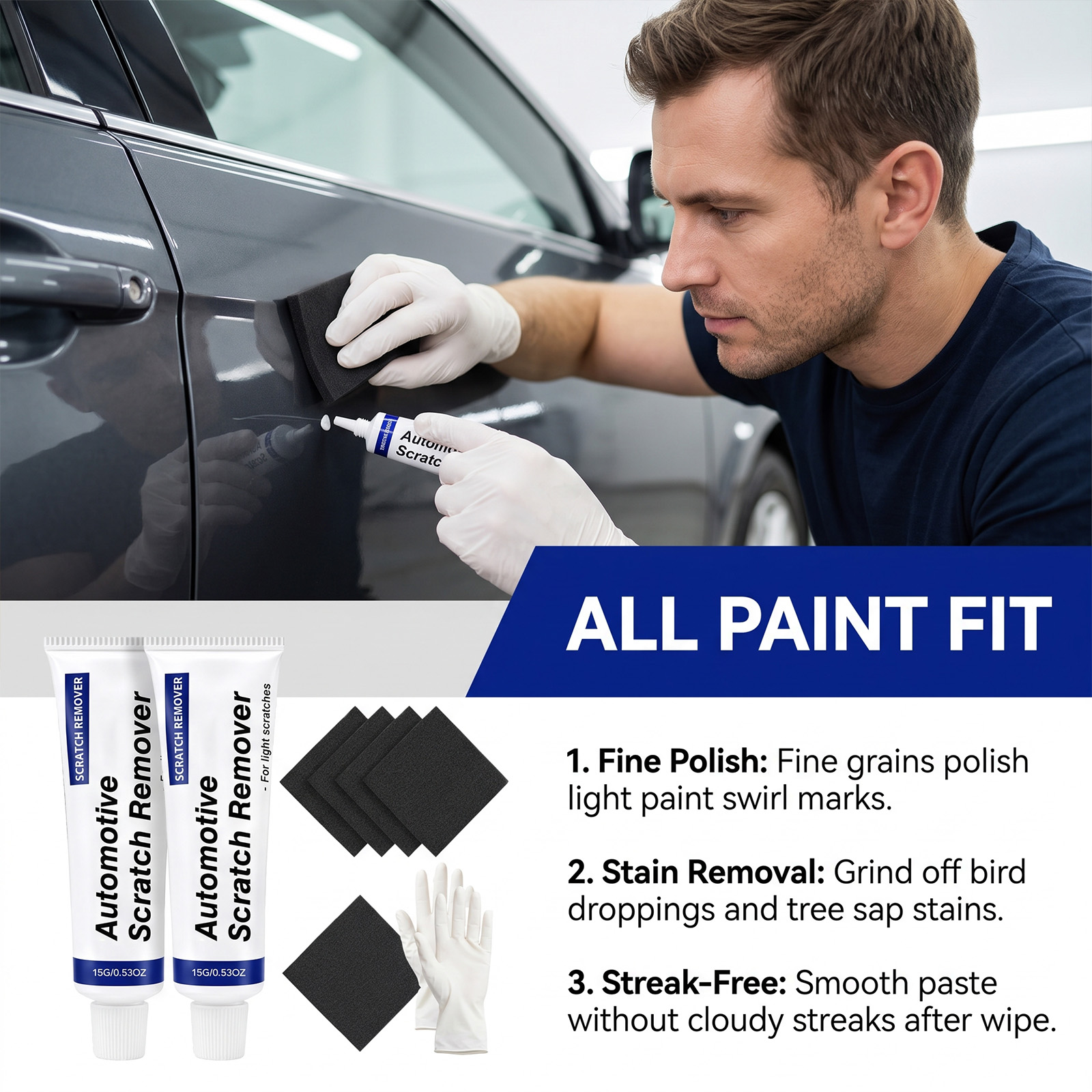 Car Scratch Repair Kit Minor Surface Restore Diy Auto Beauty Maintain Touch Up Vehicle Paint Coating