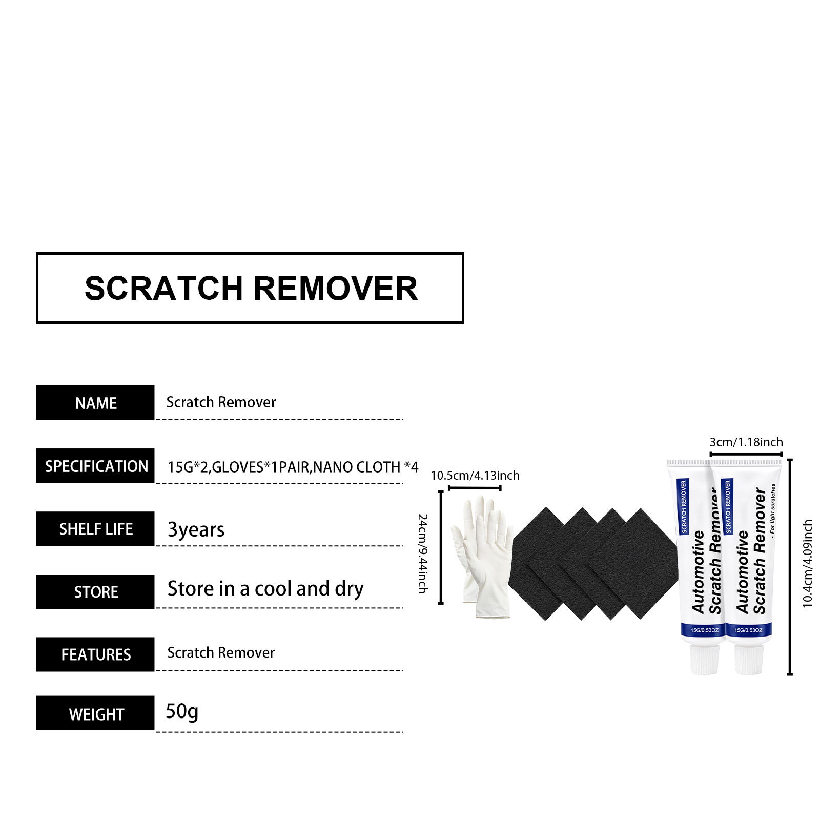 Car Scratch Repair Kit Minor Surface Restore Diy Auto Beauty Maintain Touch Up Vehicle Paint Coating