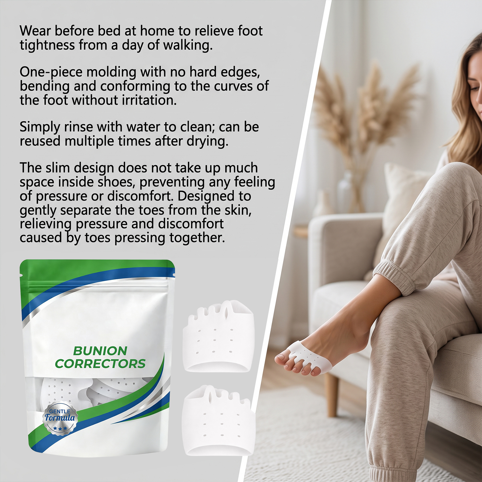 Toe Separator Daily Mild Care Foot Comfort Breathable Dry Skin Friendly Convenient Foot Use Accessory