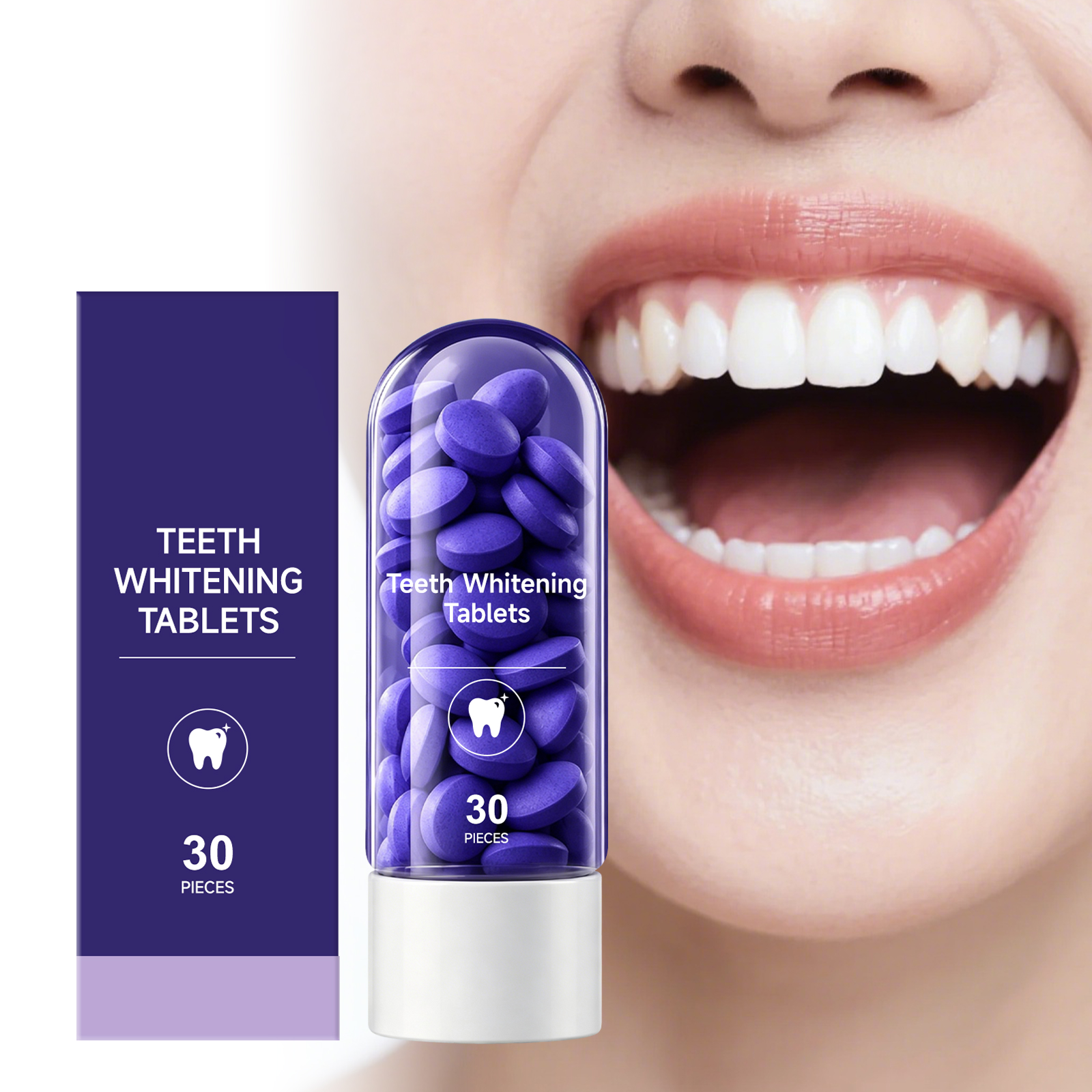 Purple Tooth Tablets Mild Gentle Cleansing Teeth Surface Stains Fresh Breath Comfort Oral Care Daily Portable