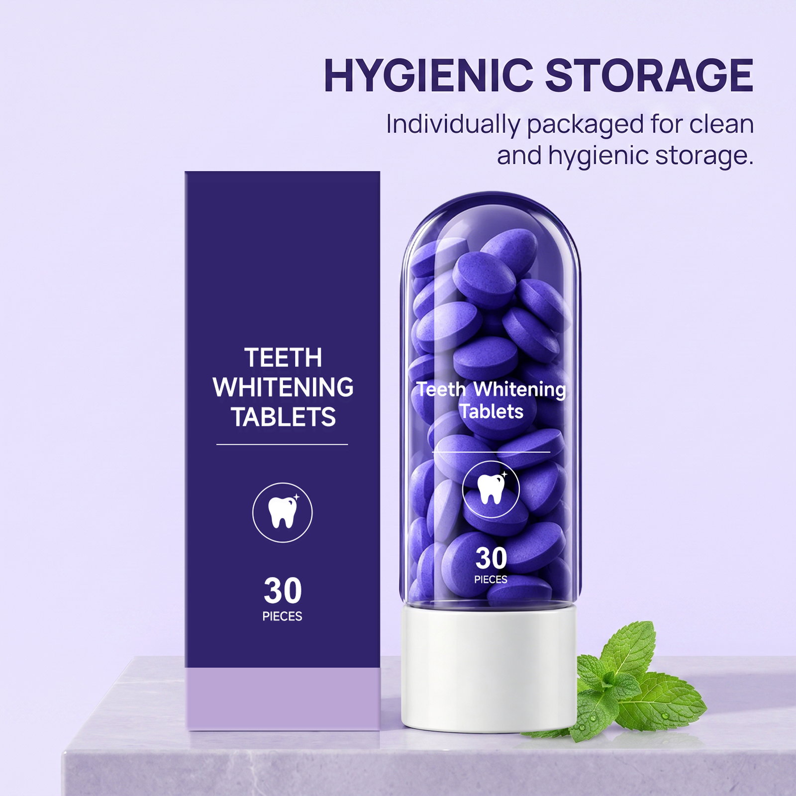 Purple Tooth Tablets Mild Gentle Cleansing Teeth Surface Stains Fresh Breath Comfort Oral Care Daily Portable