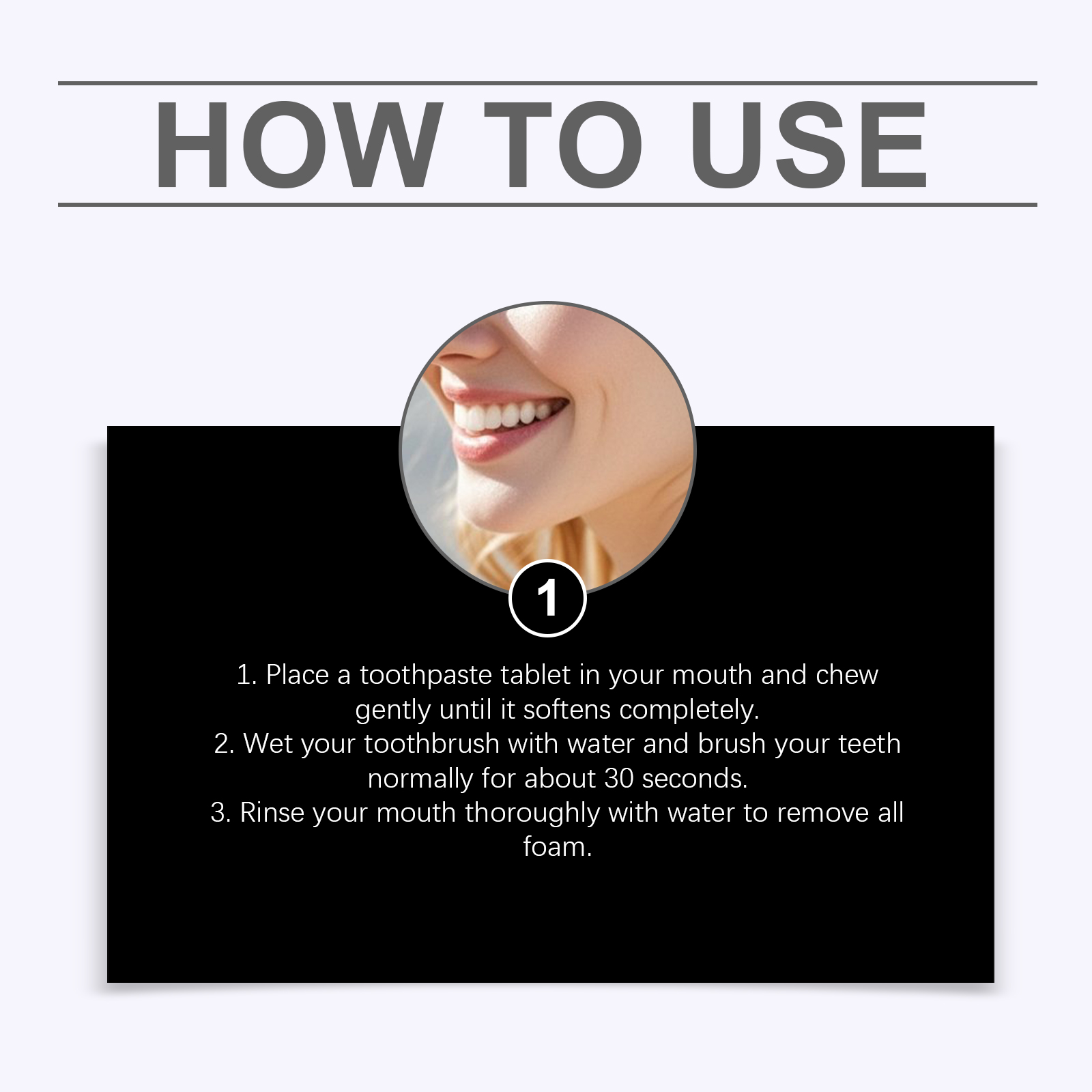 Purple Tooth Tablets Mild Gentle Cleansing Teeth Surface Stains Fresh Breath Comfort Oral Care Daily Portable