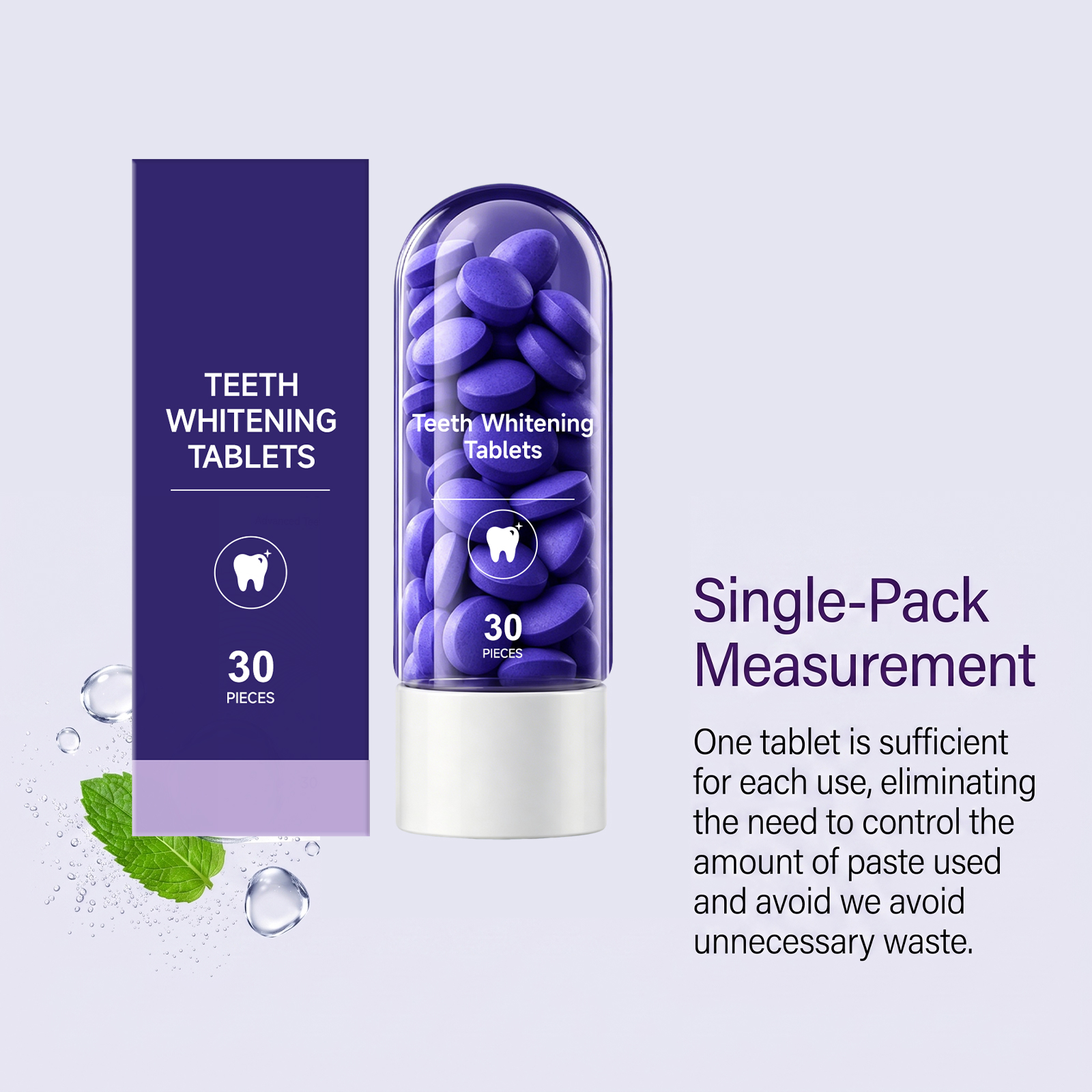 Purple Tooth Tablets Mild Gentle Cleansing Teeth Surface Stains Fresh Breath Comfort Oral Care Daily Portable