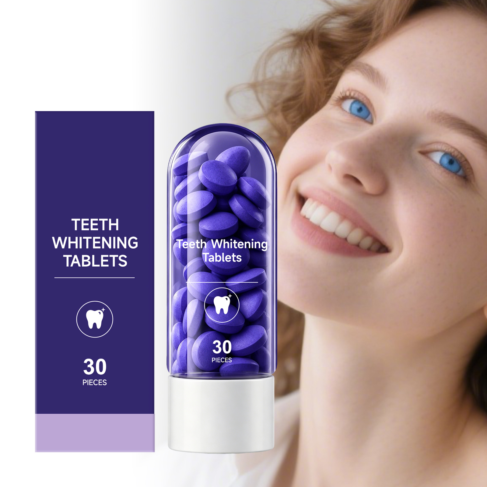 Purple Tooth Tablets Mild Gentle Cleansing Teeth Surface Stains Fresh Breath Comfort Oral Care Daily Portable