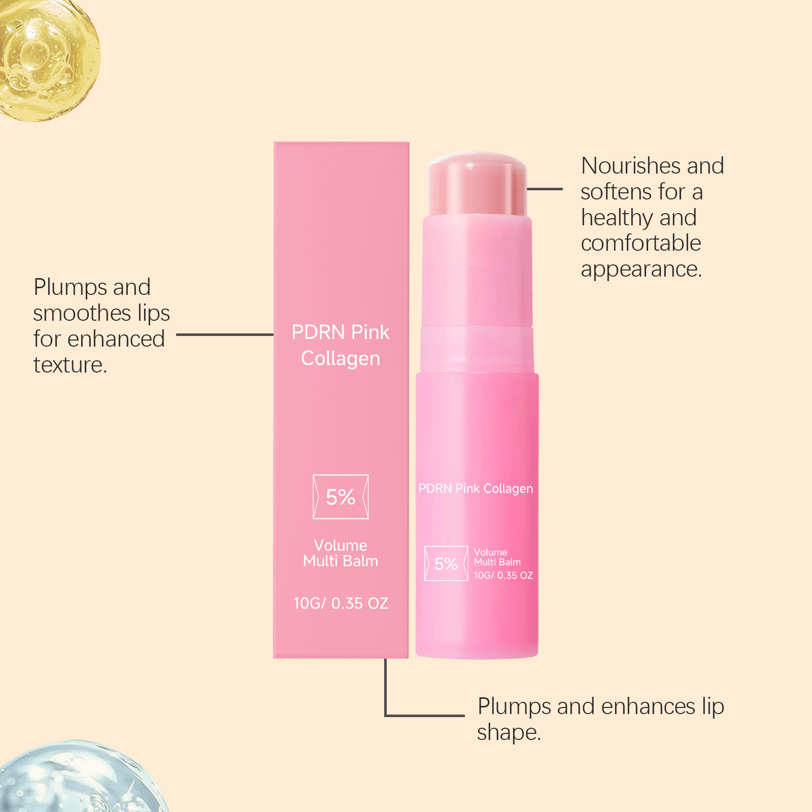 Pink Collagen Lip Balm Nourishes Dry Peeling Lips Provides Moisturizing Refreshing Non Greasy
