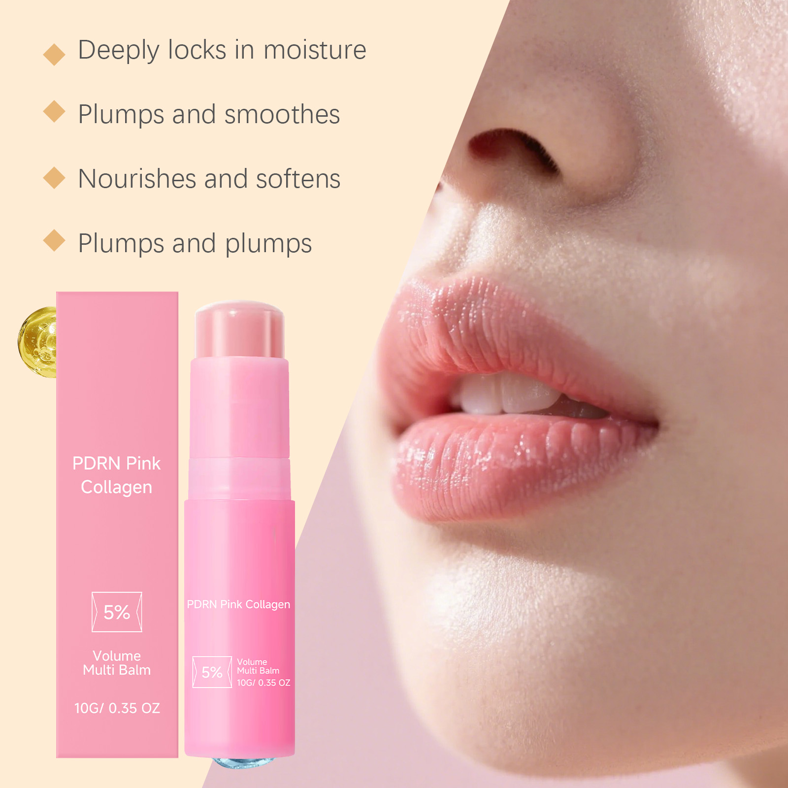 Pink Collagen Lip Balm Nourishes Dry Peeling Lips Provides Moisturizing Refreshing Non Greasy