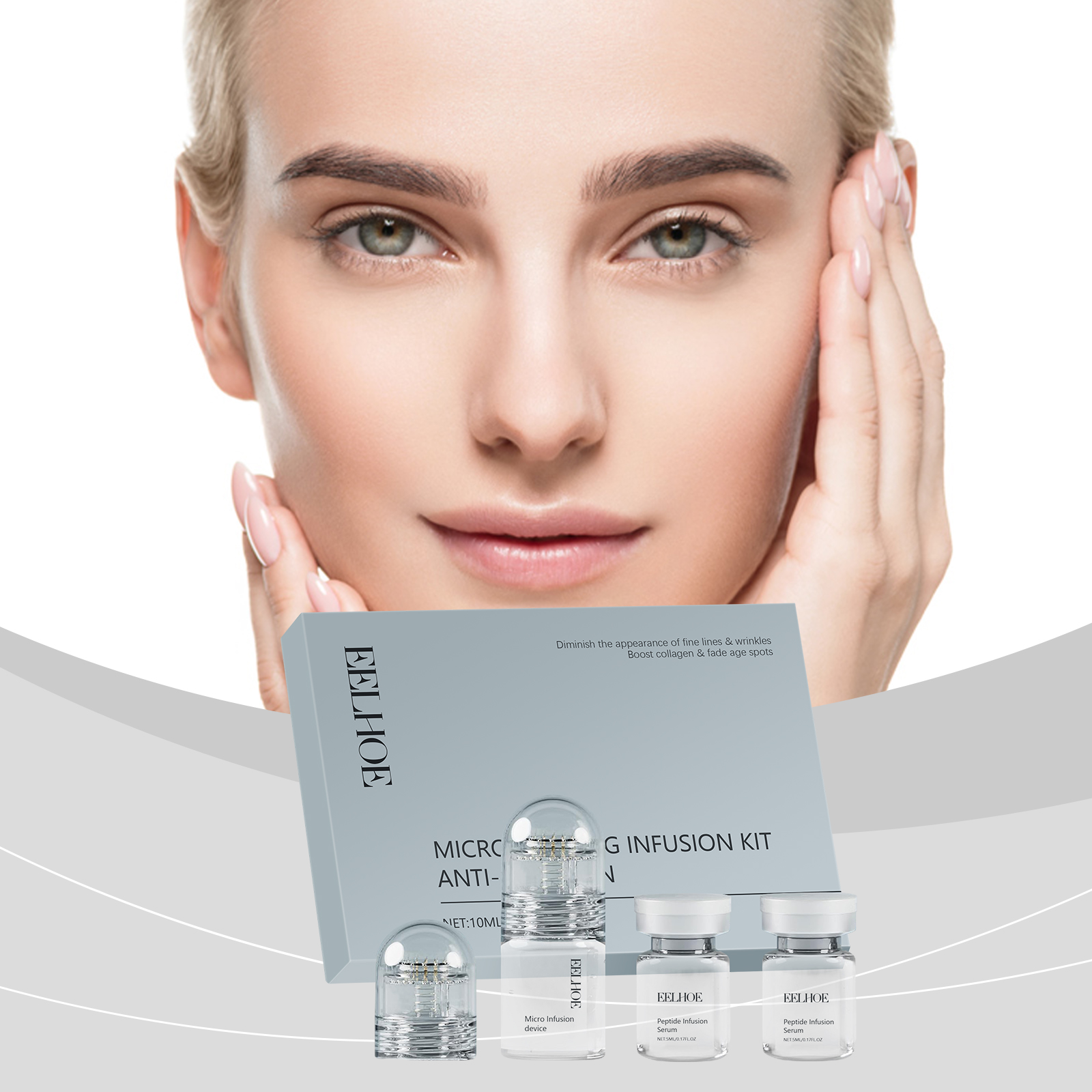 Hyaluronic Acid Facial Set Mild Hydrating Nourishing Skin Roller Cleansing Comedone Blackhead Kit