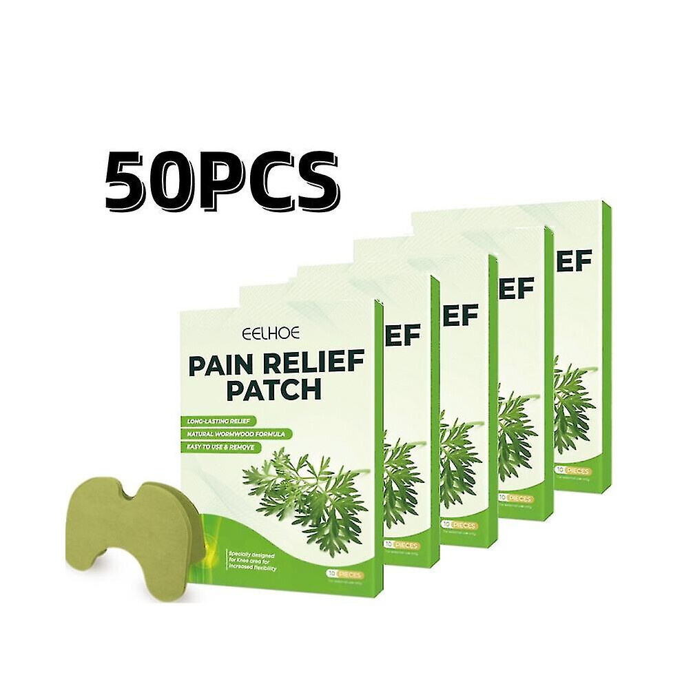 50pcs Knee Patch Wormwood Knee Sticker Plaster Extract Analgesic Cartilage Pain Relieving Patch Self-heating Herbal