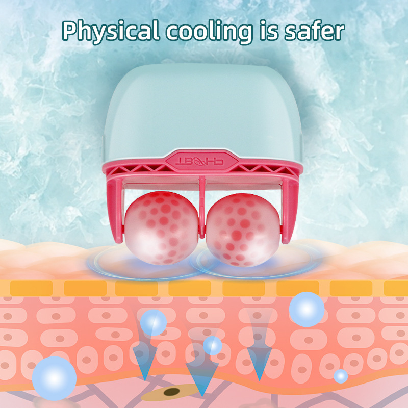 (Blue) ICE ROLLER Handheld Dual-Head Ice Ball Facial Cold Compress and Massage Cold Skin Therapy Device Facial Massager for Redness Relief Beauty Device 