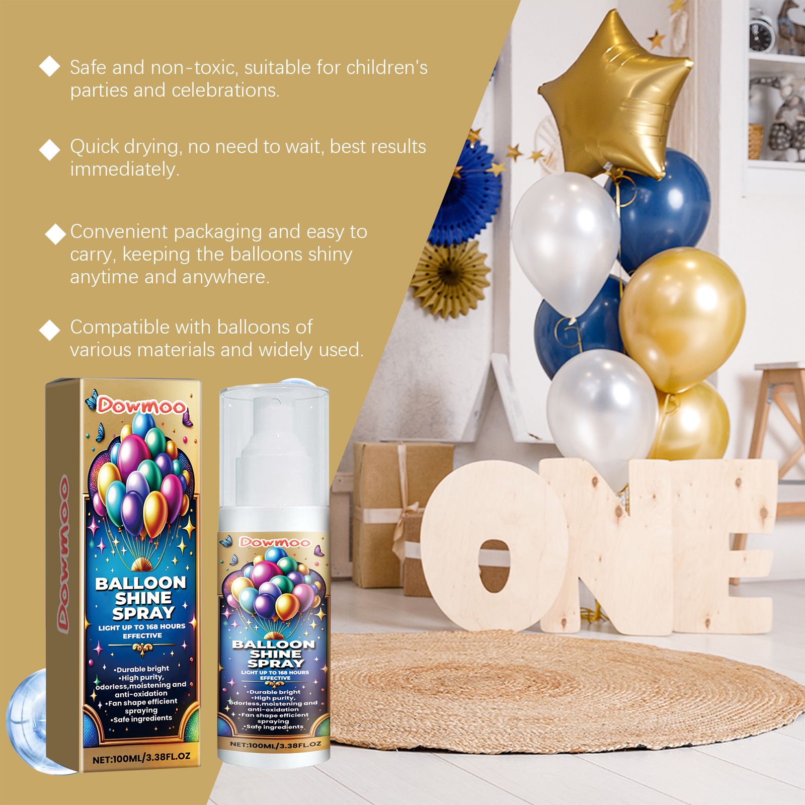 Balloon Shine Spray Gloss Enhancer For Party Decoration Lasting Brightness