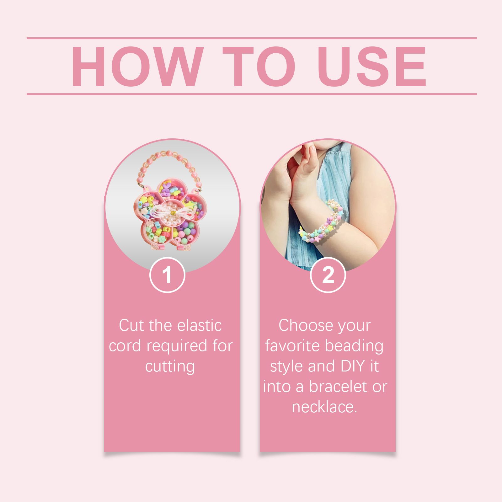 Kids DIY Bead Jewelry Kit For Bracelet And Necklace Making Creative Craft Set