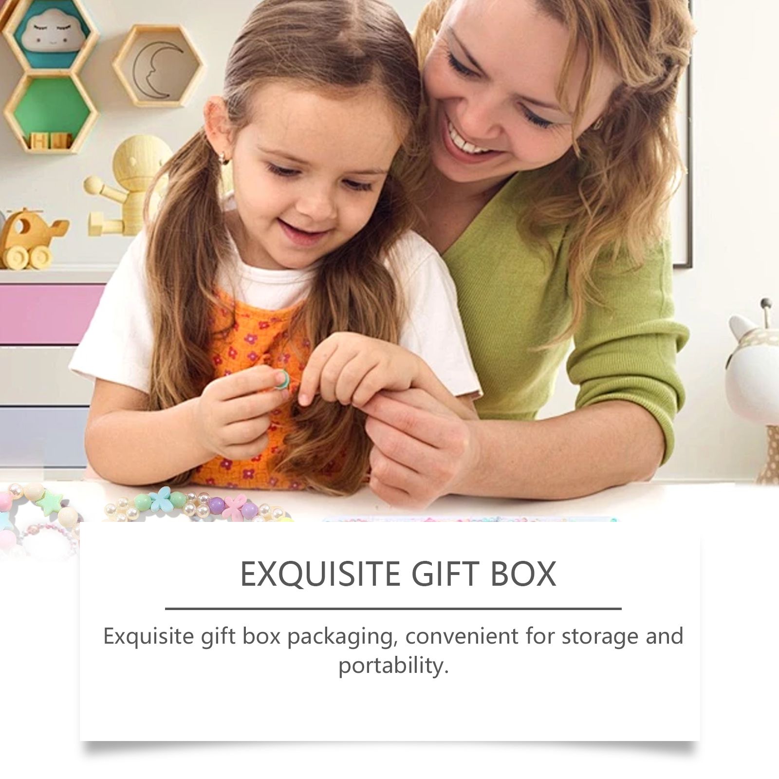 Kids DIY Bead Jewelry Kit For Bracelet And Necklace Making Creative Craft Set