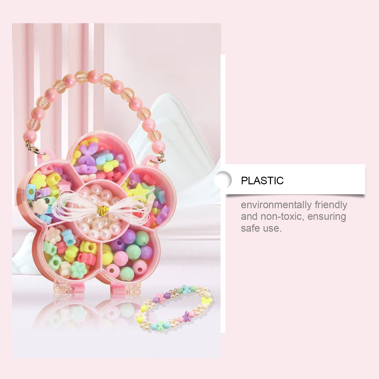 Kids DIY Bead Jewelry Kit For Bracelet And Necklace Making Creative Craft Set
