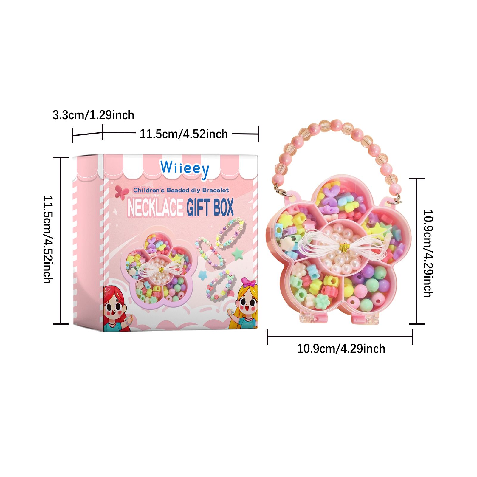 Kids DIY Bead Jewelry Kit For Bracelet And Necklace Making Creative Craft Set