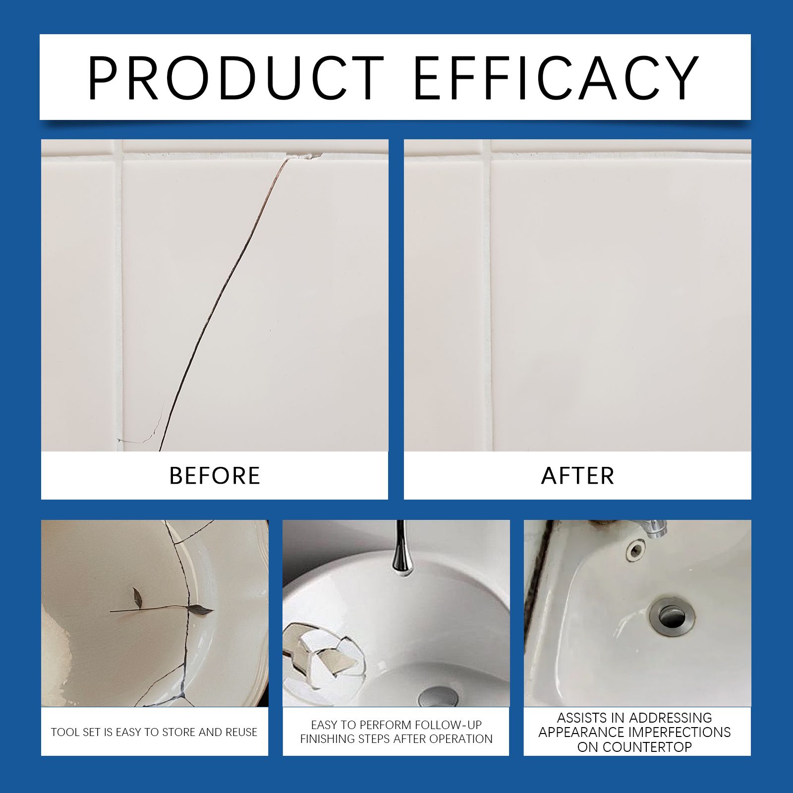 Quartz Countertop Repair Kit With Epoxy Resin And Pigment For Surface Crack And Seam Repair