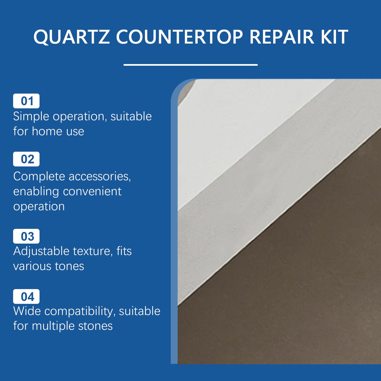 Quartz Countertop Repair Kit With Epoxy Resin And Pigment For Surface Crack And Seam Repair