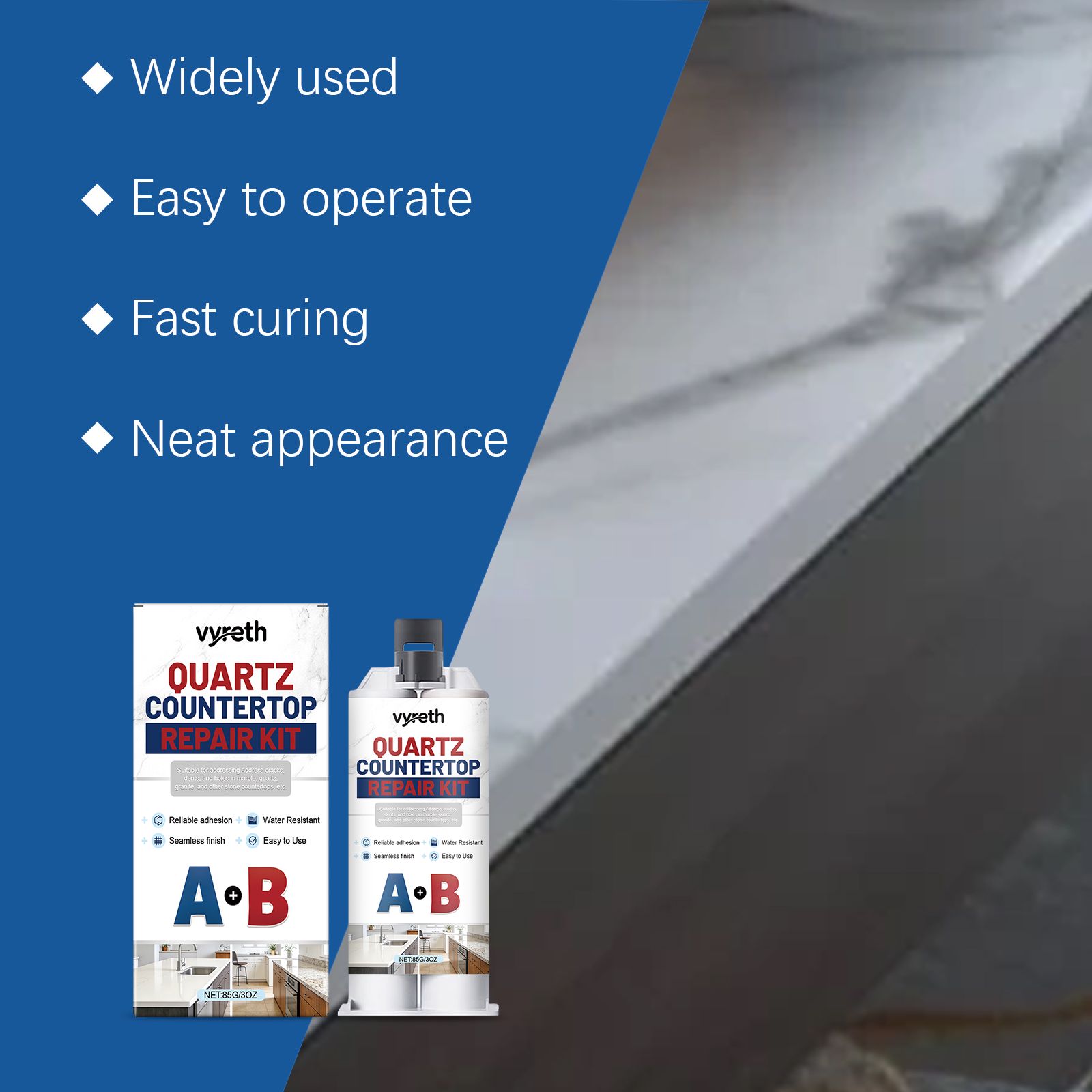 Quartz Countertop Repair Kit With Epoxy Resin And Pigment For Surface Crack And Seam Repair