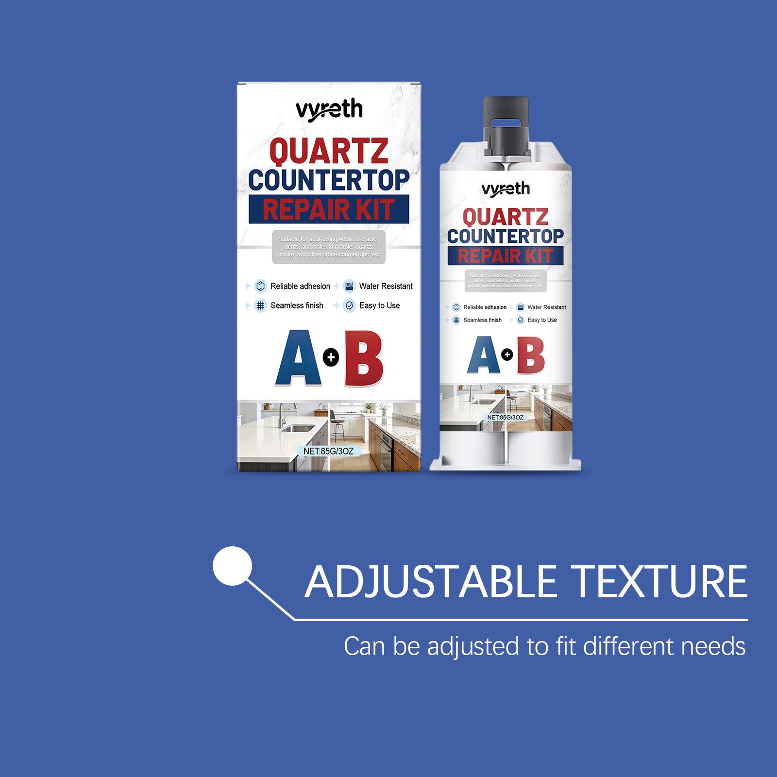 Quartz Countertop Repair Kit With Epoxy Resin And Pigment For Surface Crack And Seam Repair
