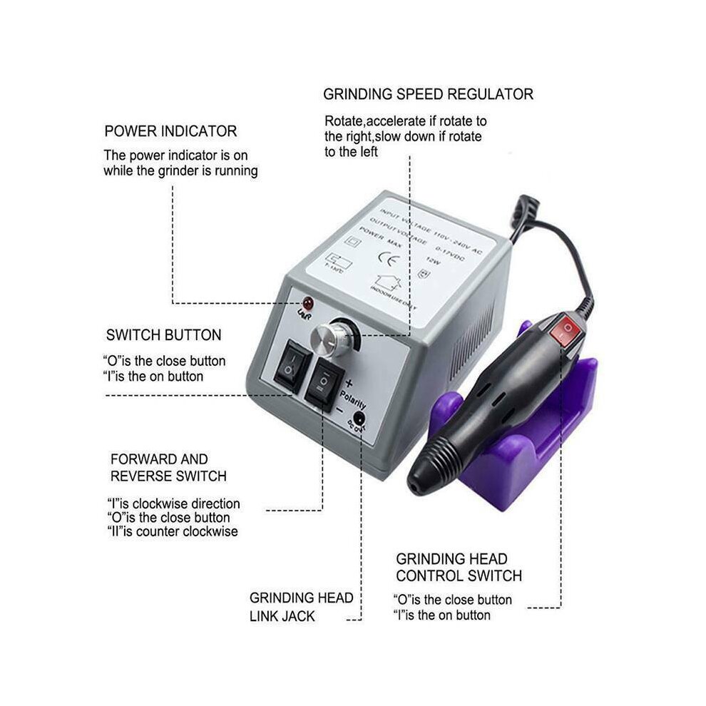 Professional Electric Nail Art File Drill Manicure Machine Set Acrylic Sand Kit