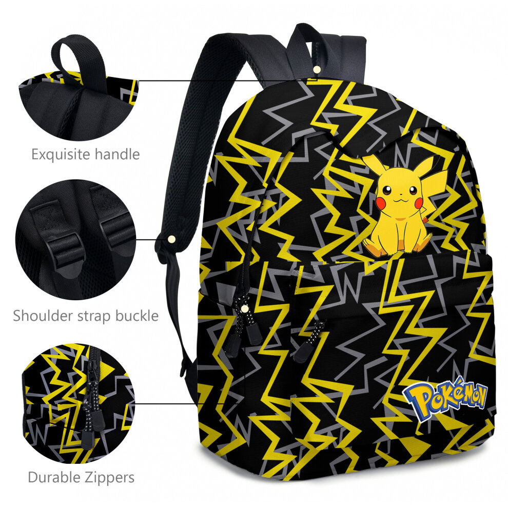 (01, 3PCS) Poku00e9mon Pikachu Backpack Lunch Bag Pencil Case Set Kids Gift